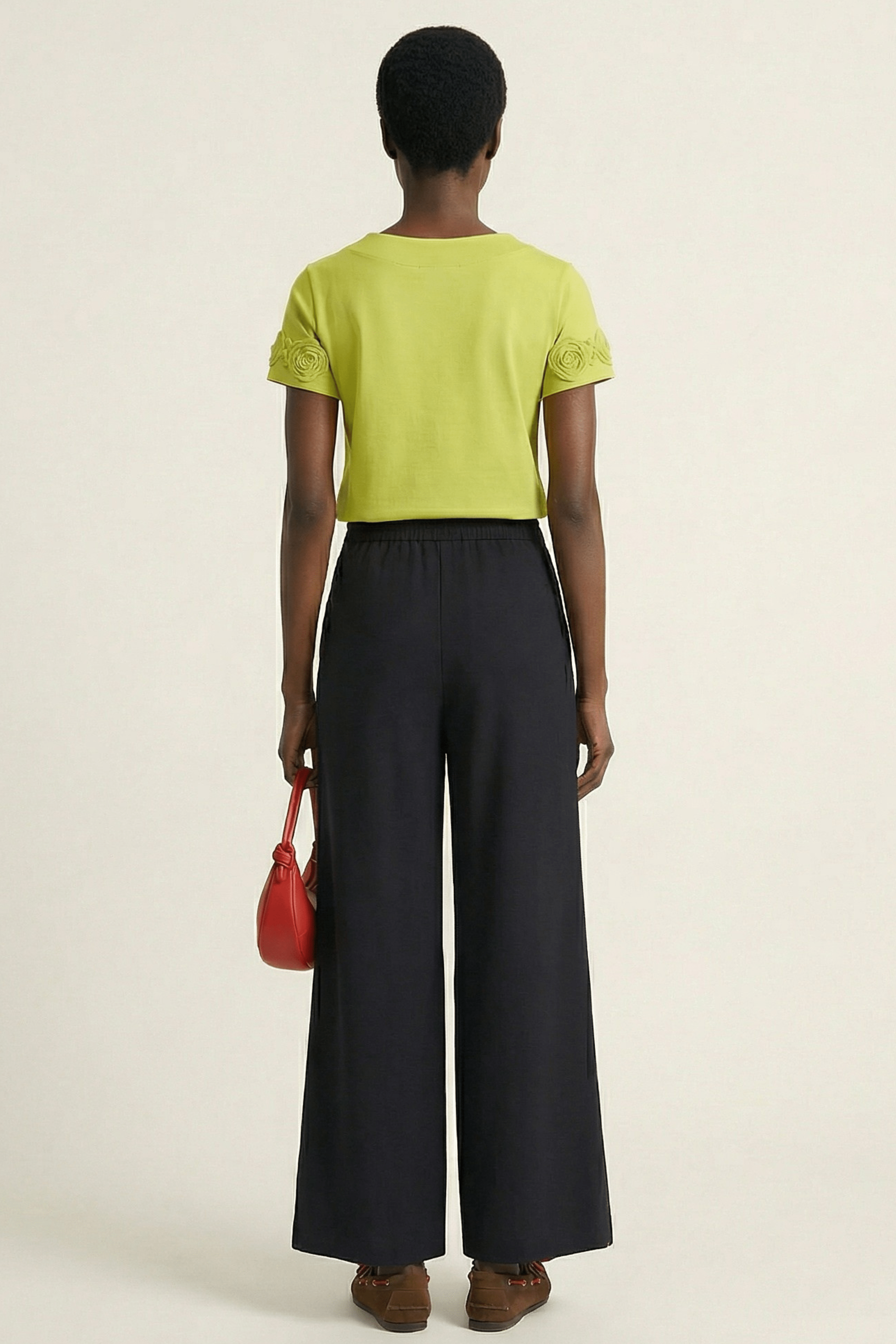 Pantalon negro ancho con goma en la cintura Lolitas&L - lolitasyl.com