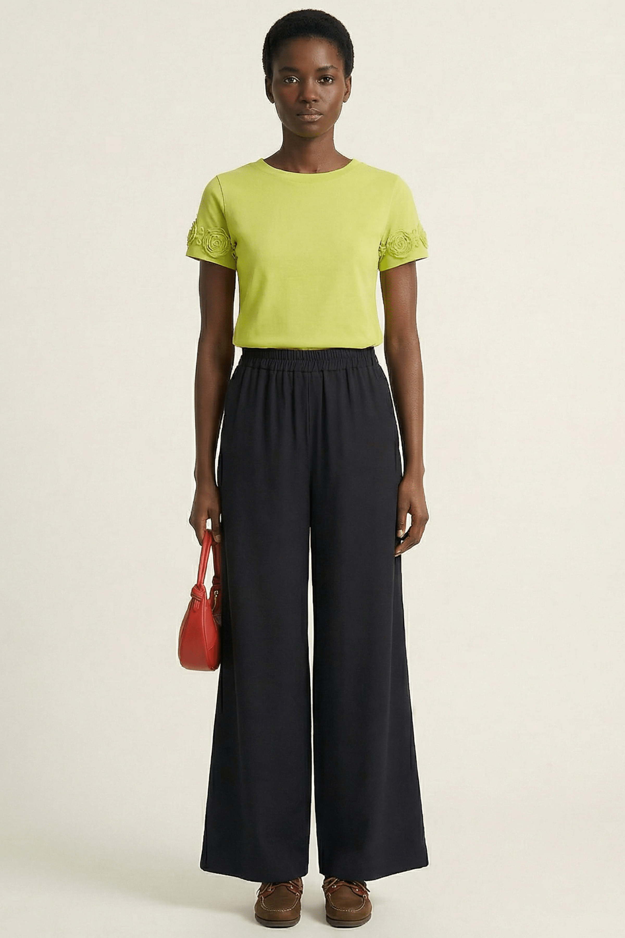 Pantalon negro ancho con goma en la cintura Lolitas&L - lolitasyl.com