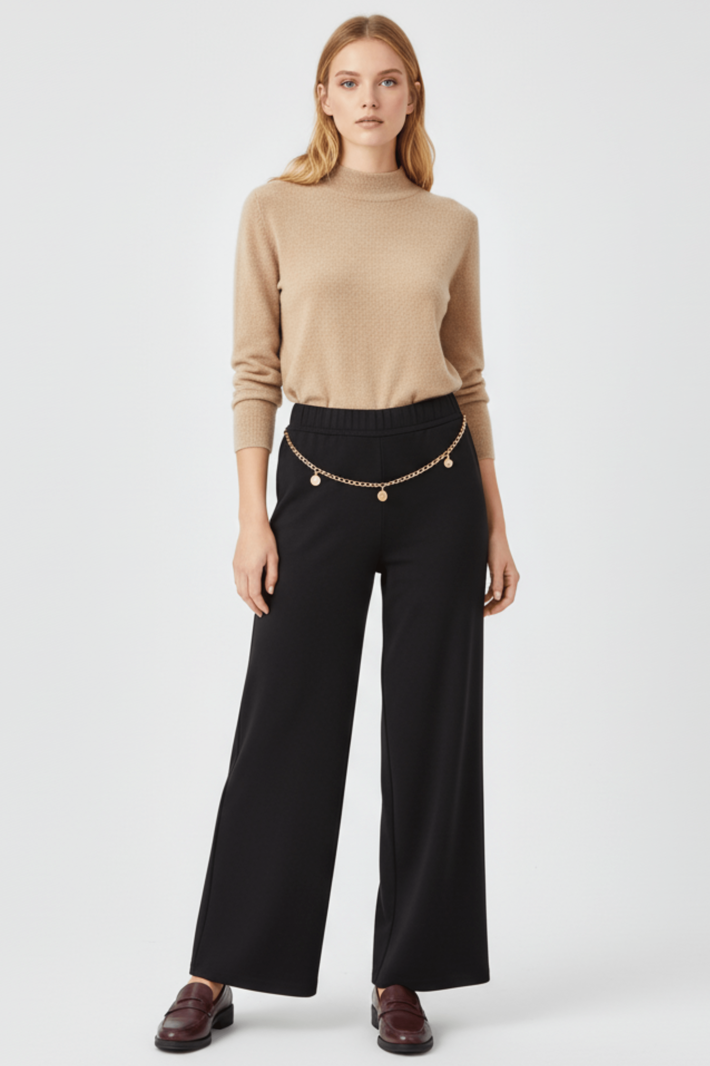 Pantalon negro con cadena en la cintura Lolitas&L - lolitasyl.com