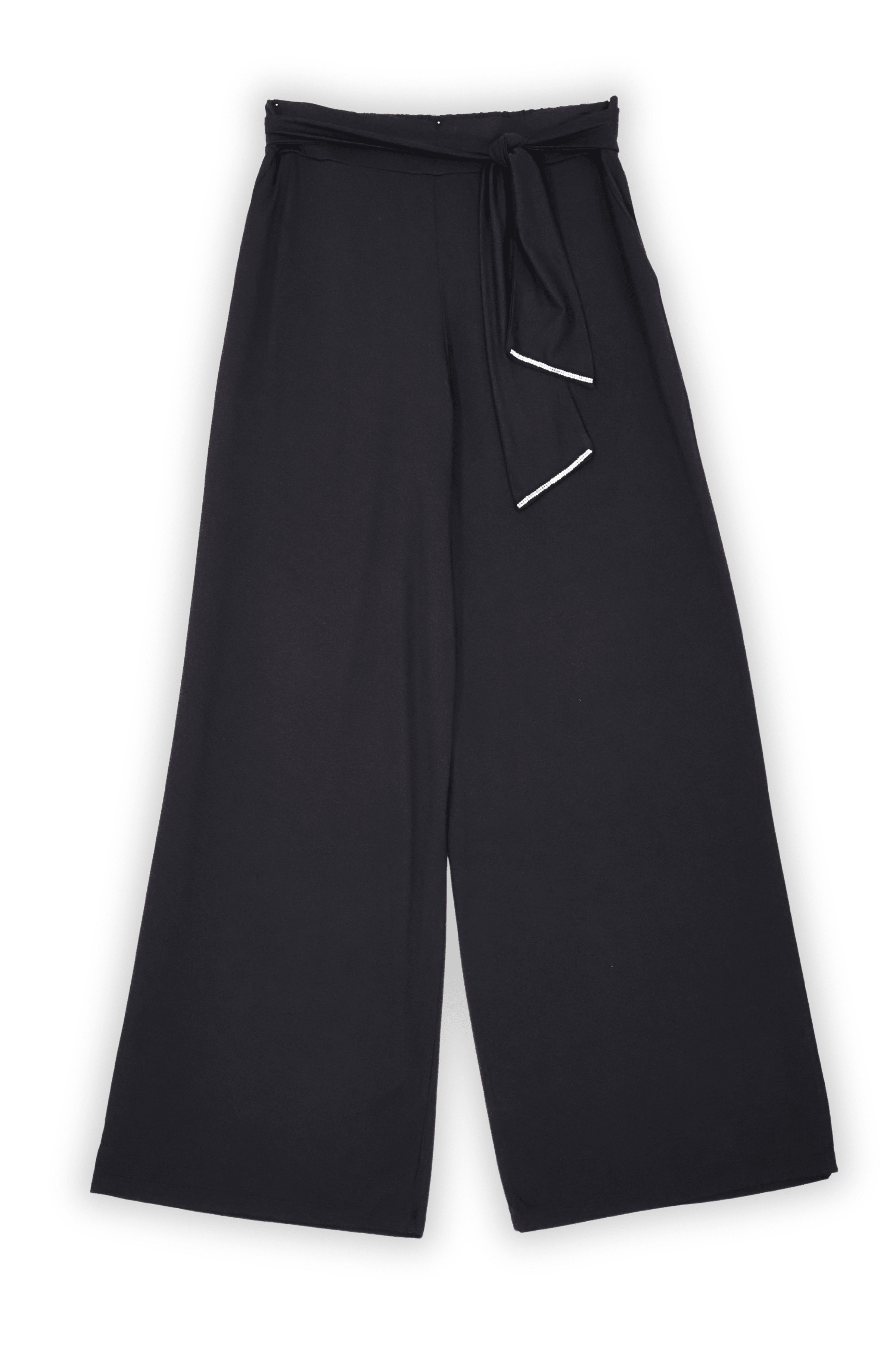 Pantalon negro viscosa ancho anudado en la cintura Lolitas&L - lolitasyl.com