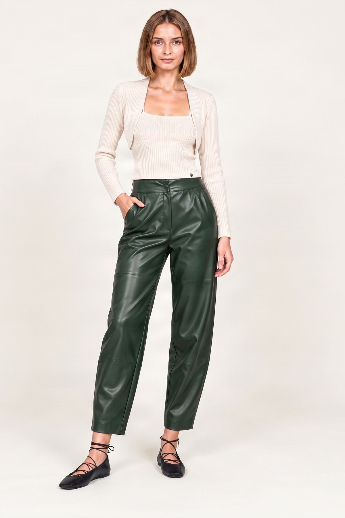 Pantalon polipiel verde billar tobillero Lolitas&L