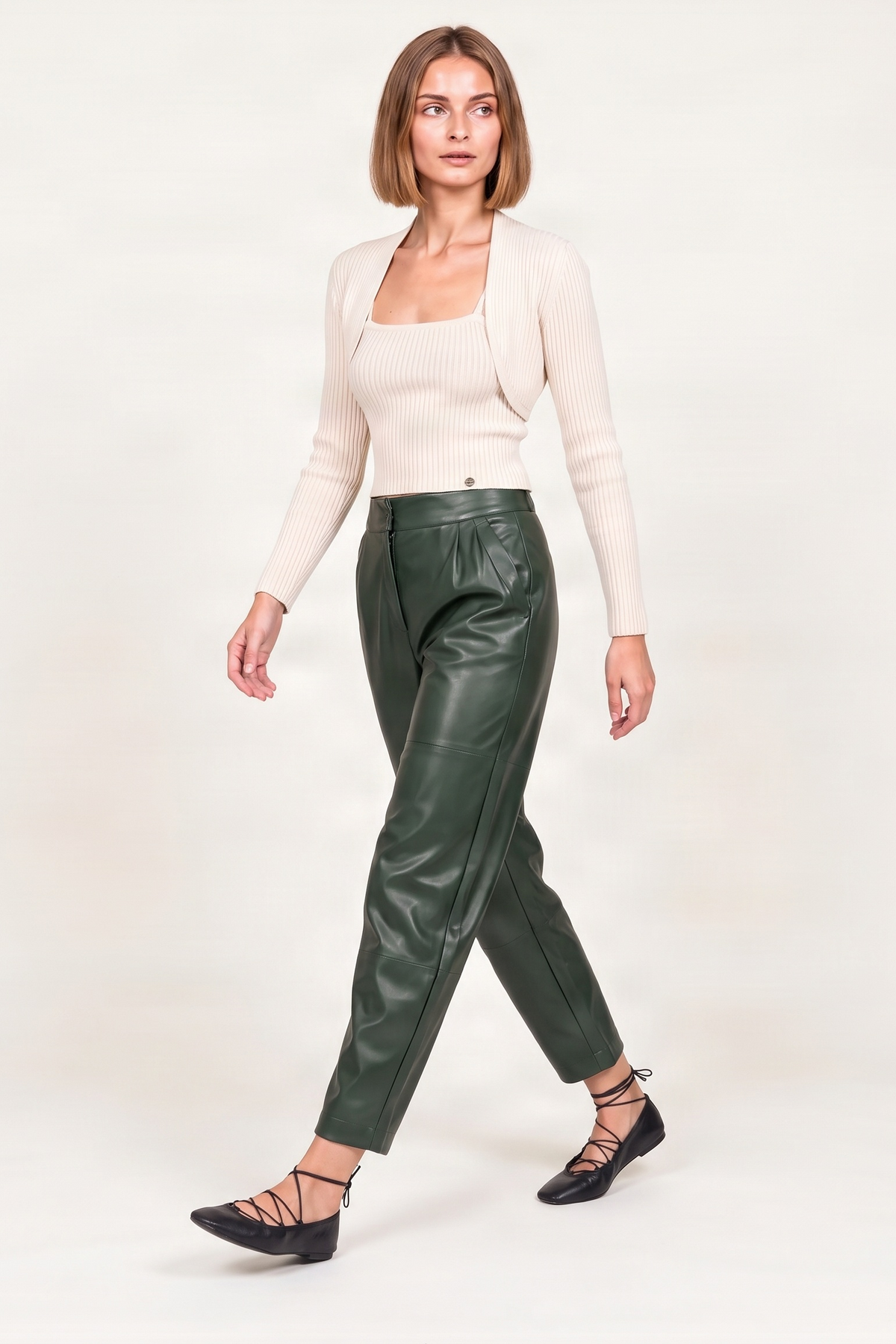 Pantalon polipiel verde billar tobillero Lolitas&L