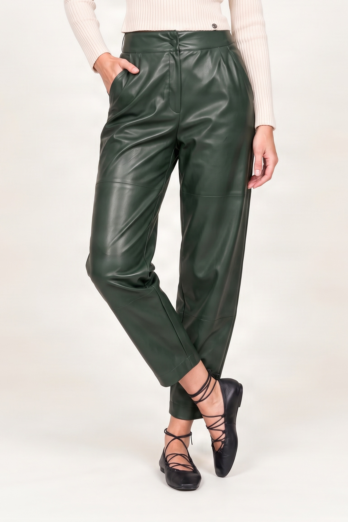 Pantalon polipiel verde billar tobillero Lolitas&L