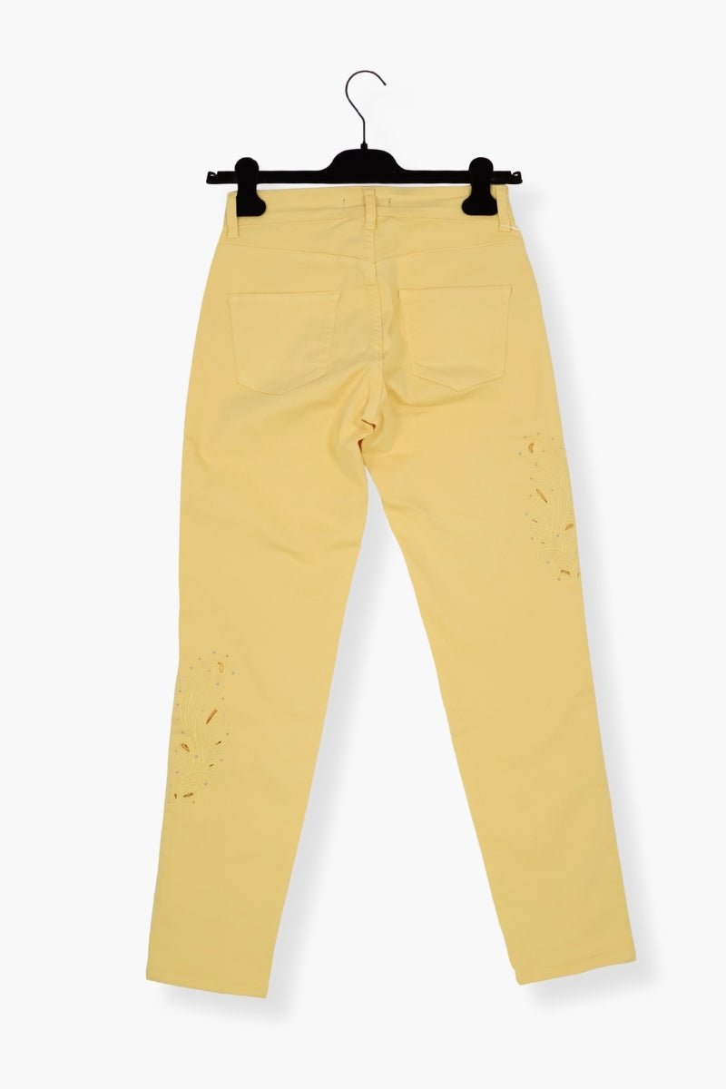 Pantalón Preloved amarillo pitillo bordado calado Lolitas&L - lolitasyl.com