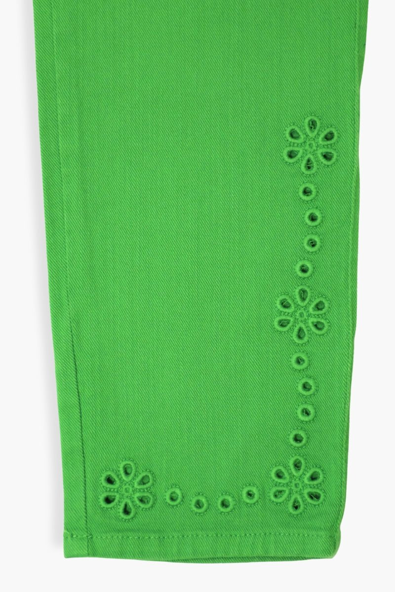 Pantalón Preloved verde pitillo bordado calado Lolitas&L - lolitasyl.com