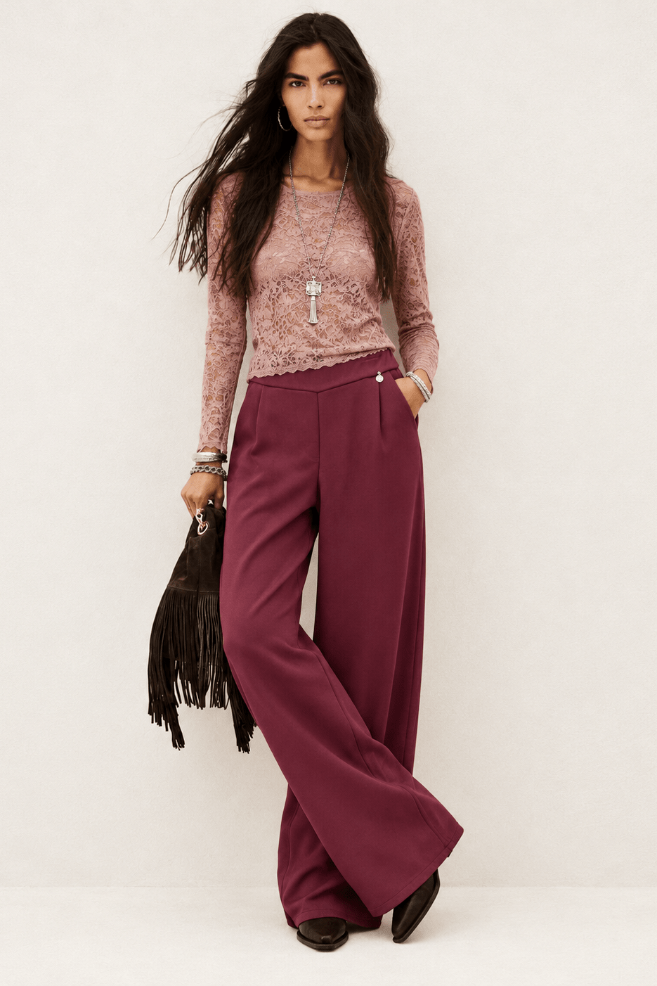 Pantalón Recto Color Vino en Scuba Modal – Lolitas&L - lolitasyl.com