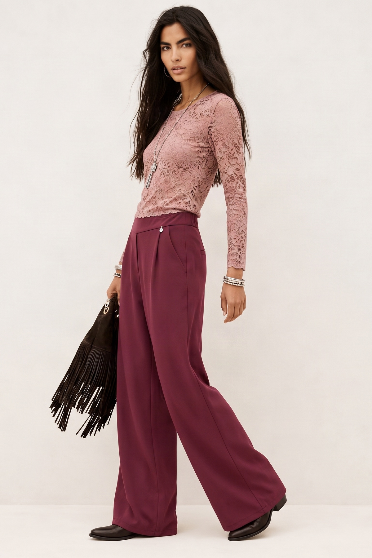 Pantalón Recto Color Vino en Scuba Modal – Lolitas&L
