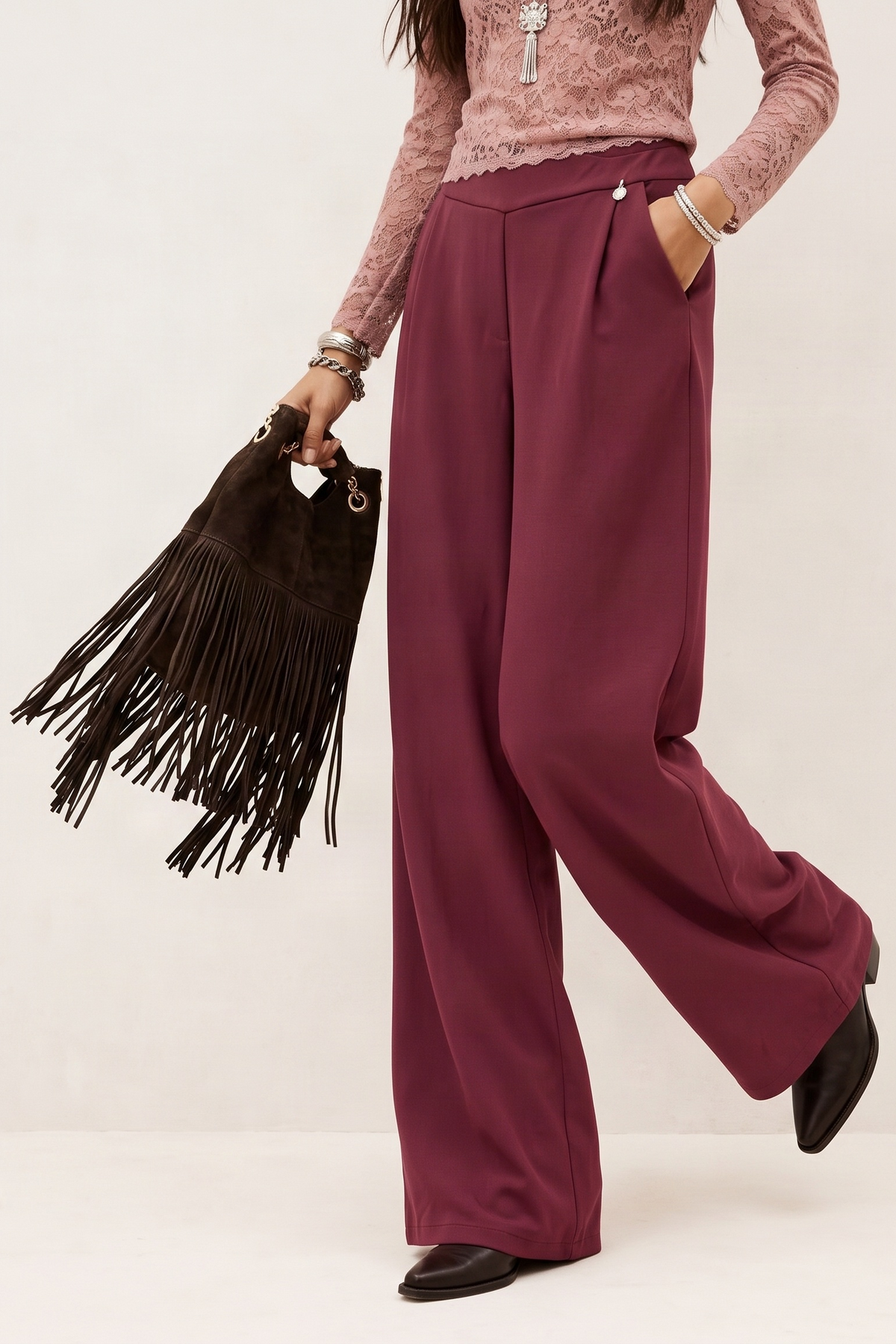 Pantalón Recto Color Vino en Scuba Modal – Lolitas&L