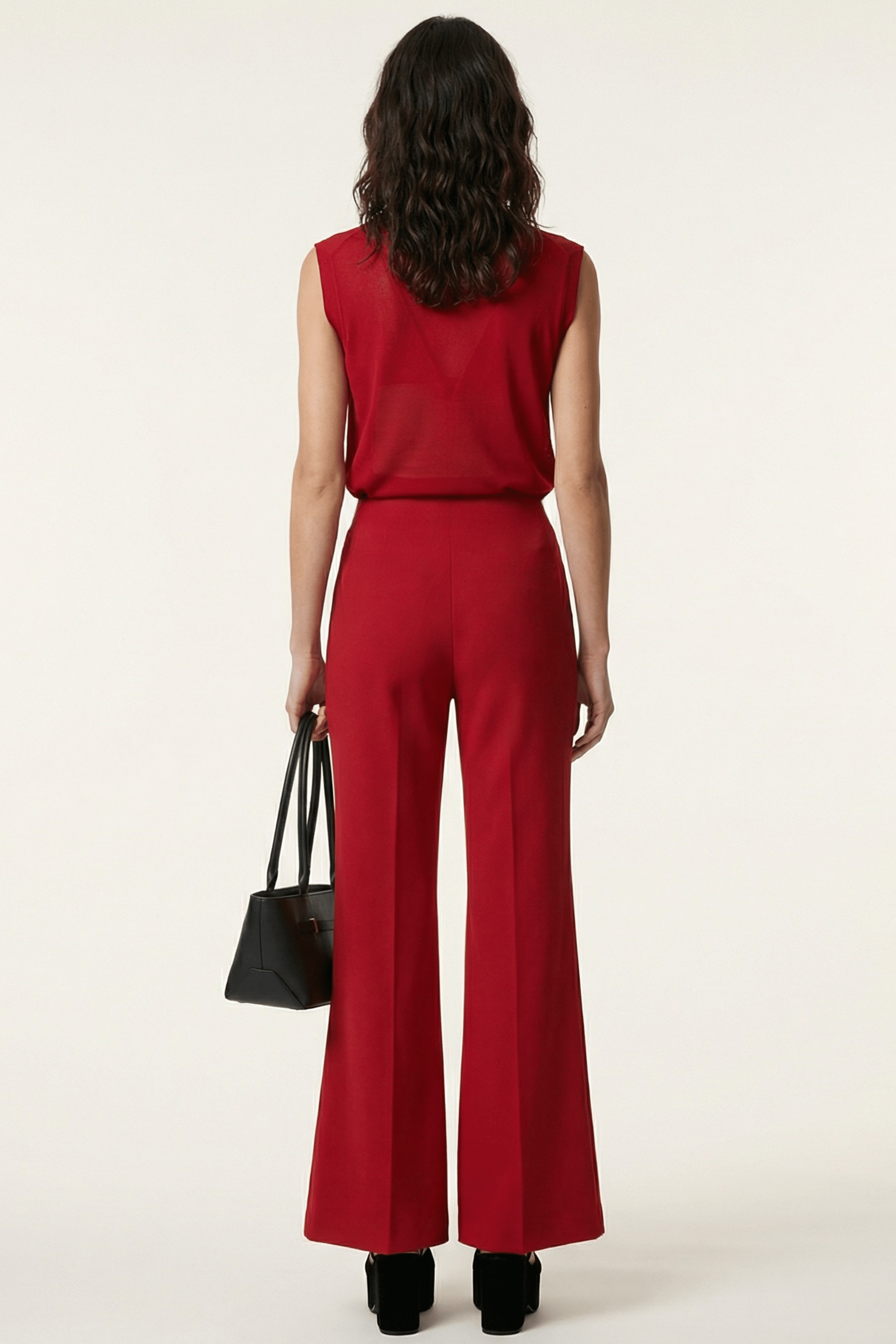 Pantalon rojo acampanado con goma en la cintura Lolitas&L - lolitasyl.com