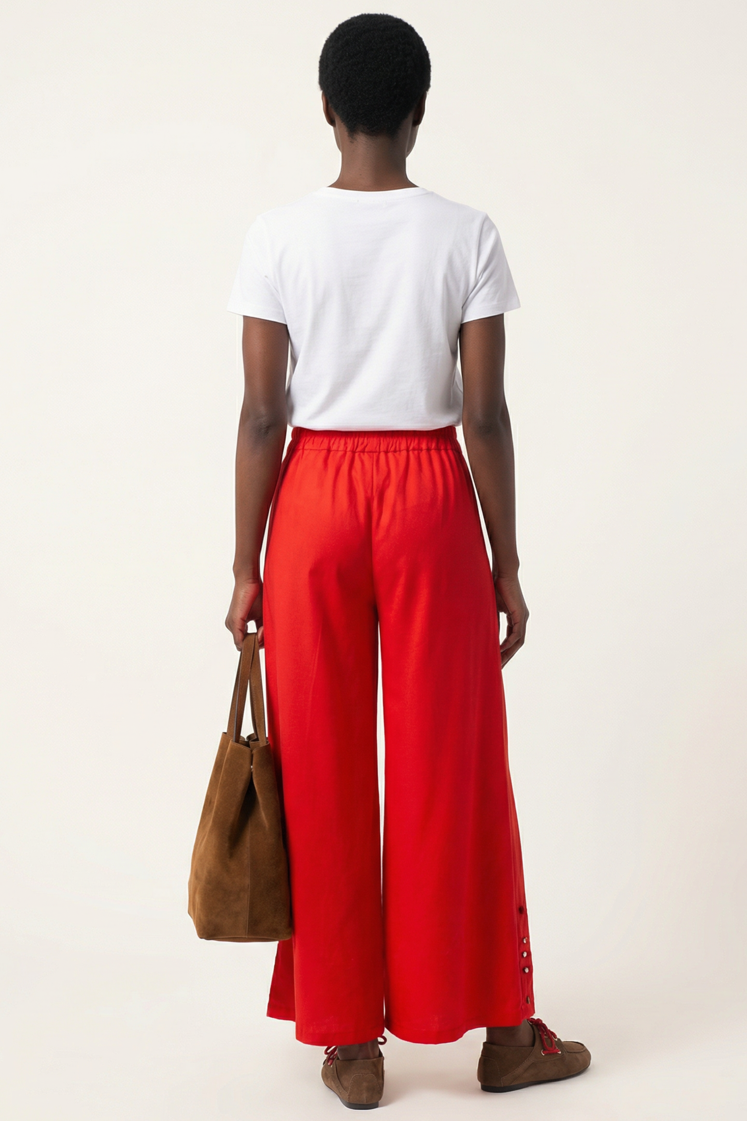Pantalon rojo campana con bordado calado Lolitas&L