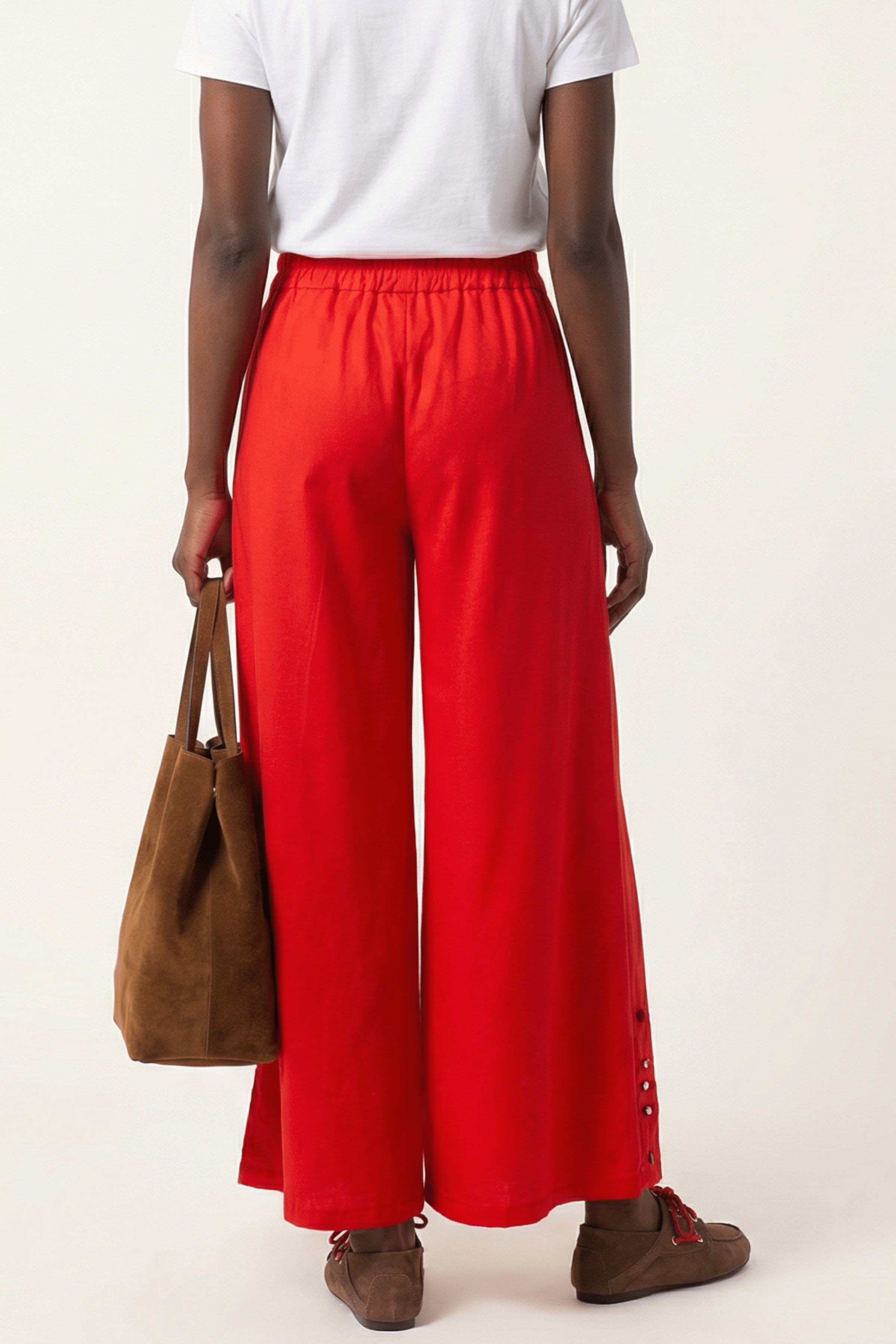 Pantalon rojo campana con bordado calado Lolitas&L - lolitasyl.com