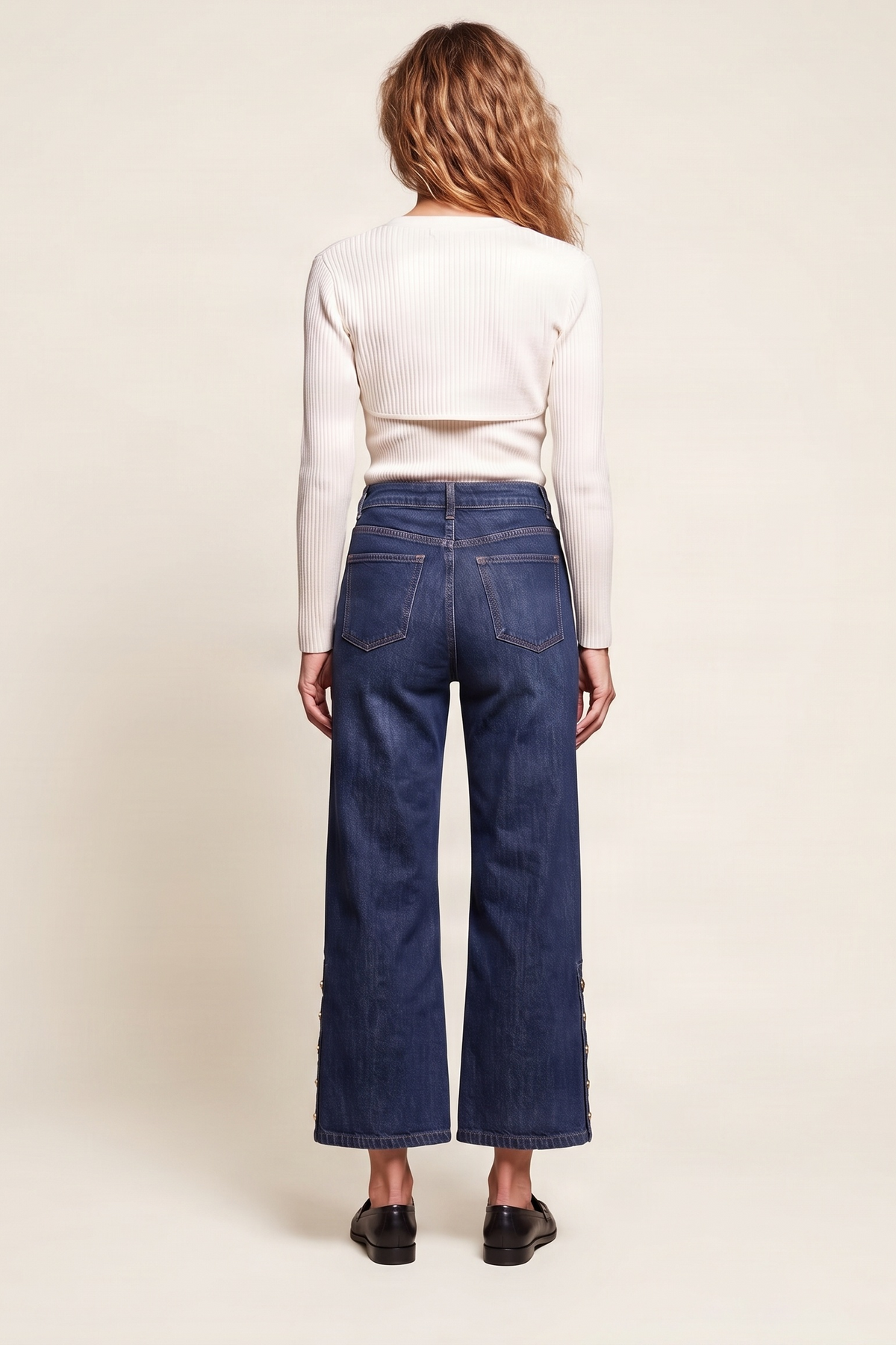 Pantalon vaquero botones pierna azul lavado Lolitas&L