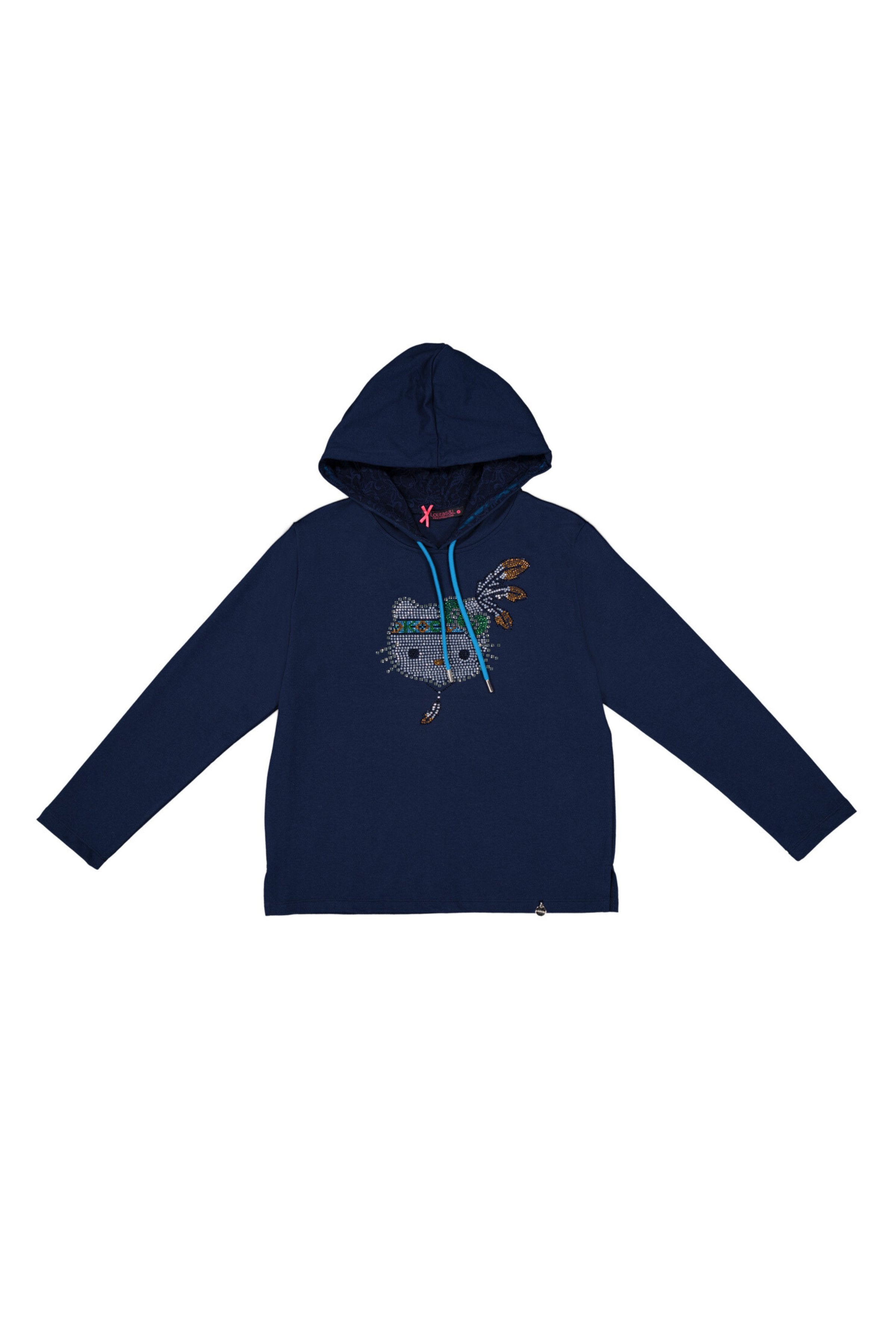 Sudadera azul motivo Kitty strass con capucha Lolitas&L - lolitasyl.com