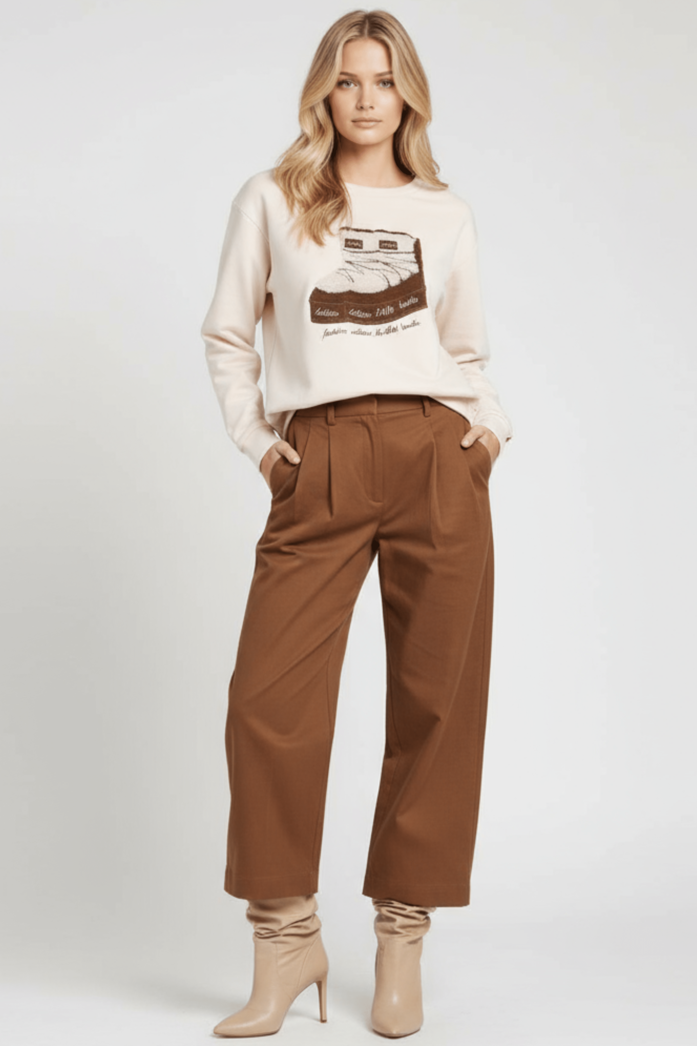 Sudadera crema bordado botas de nieve Lolitas&L - lolitasyl.com