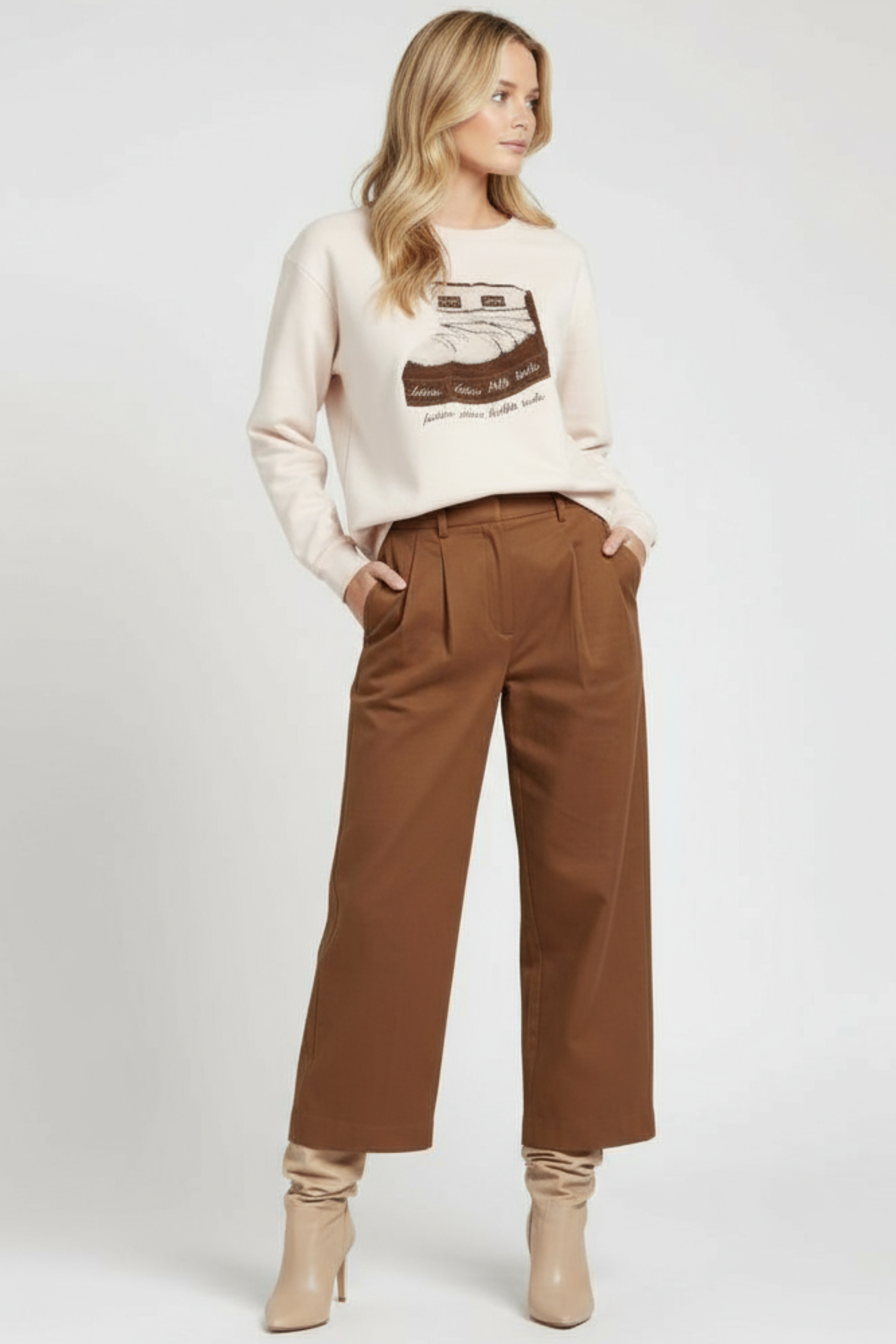 Sudadera crema bordado botas de nieve Lolitas&L