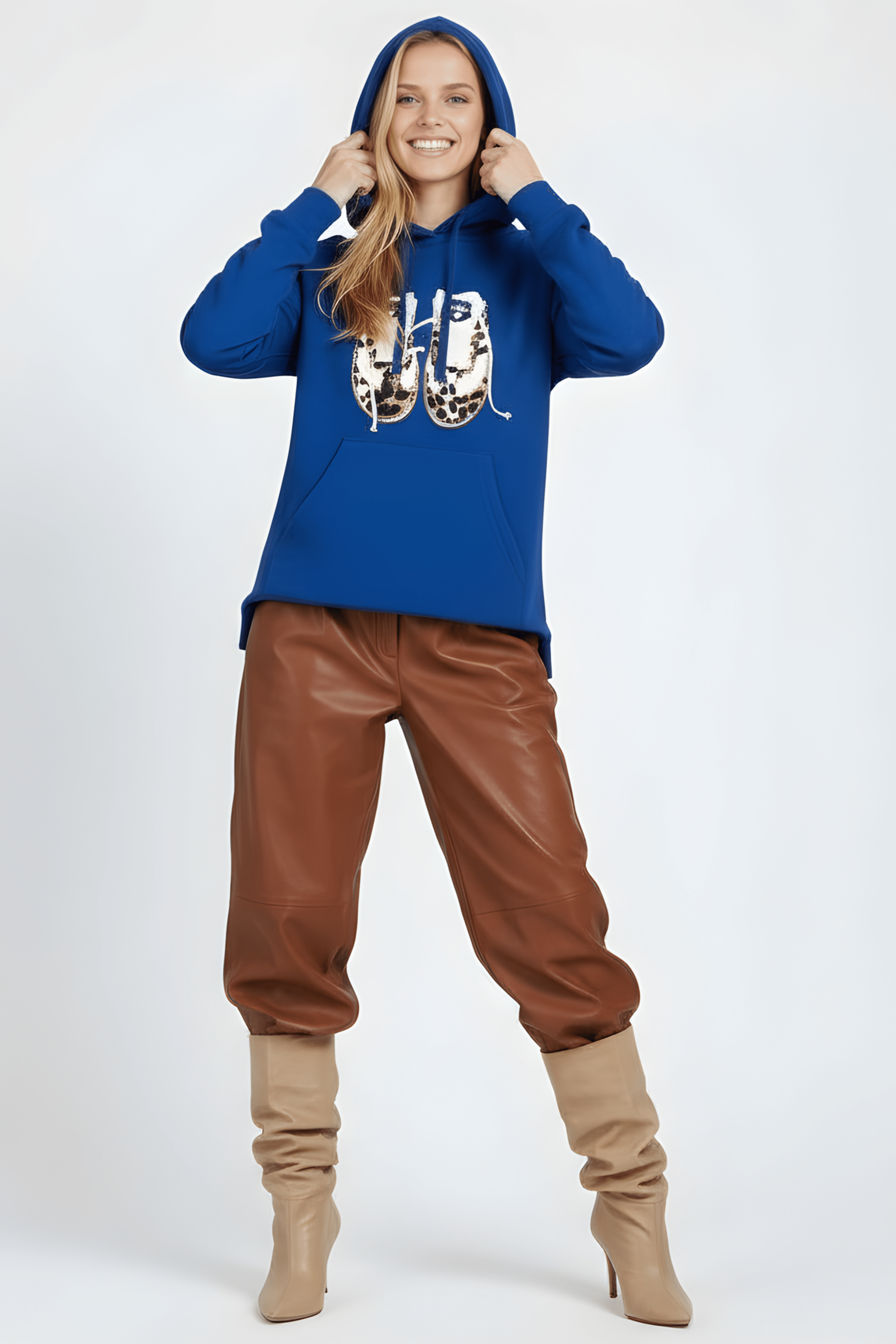 Sudadera de punto azul bordado zapatillas con capucha Lolitas&L - lolitasyl.com