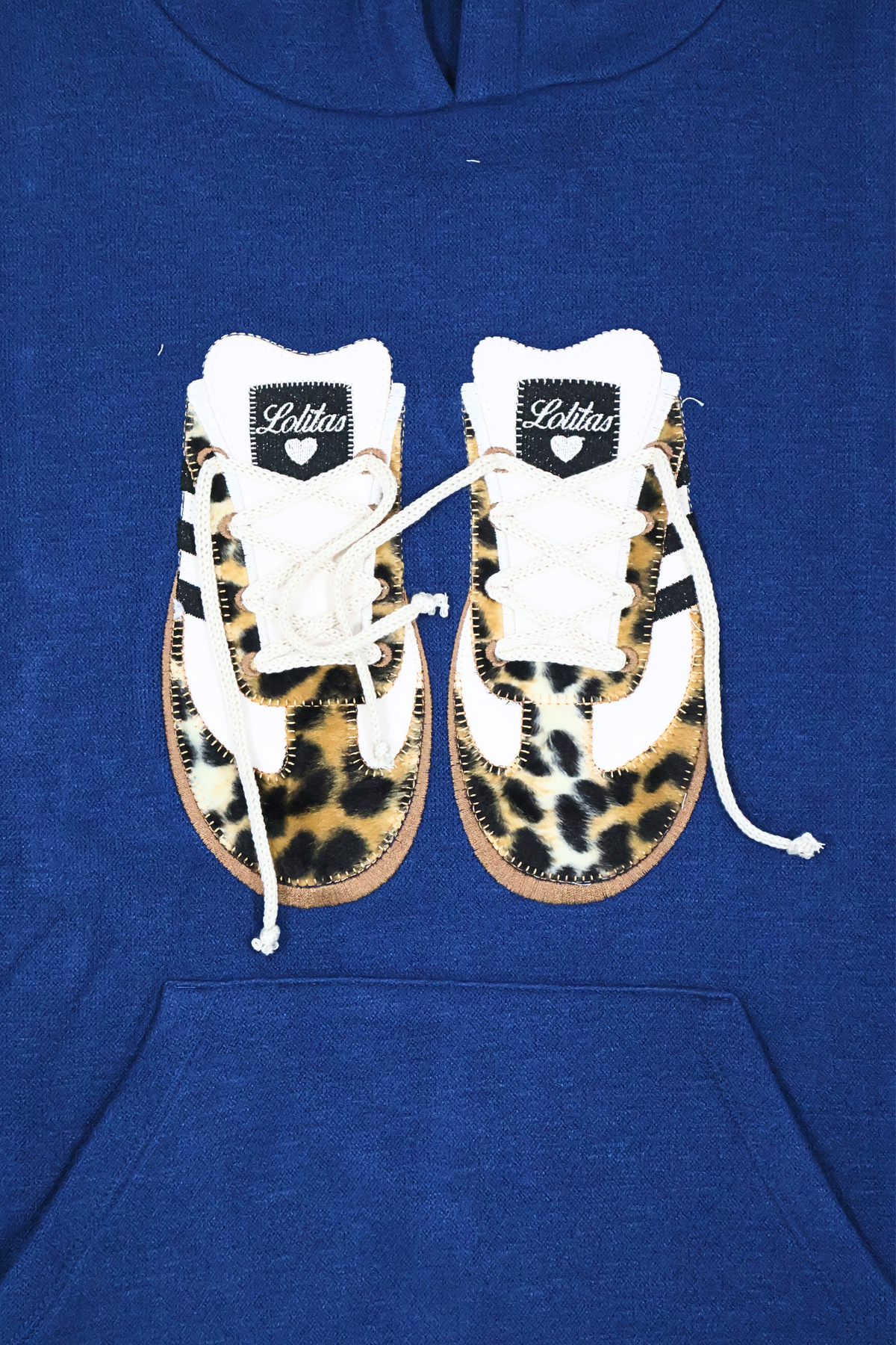 Sudadera de punto azul bordado zapatillas con capucha Lolitas&L