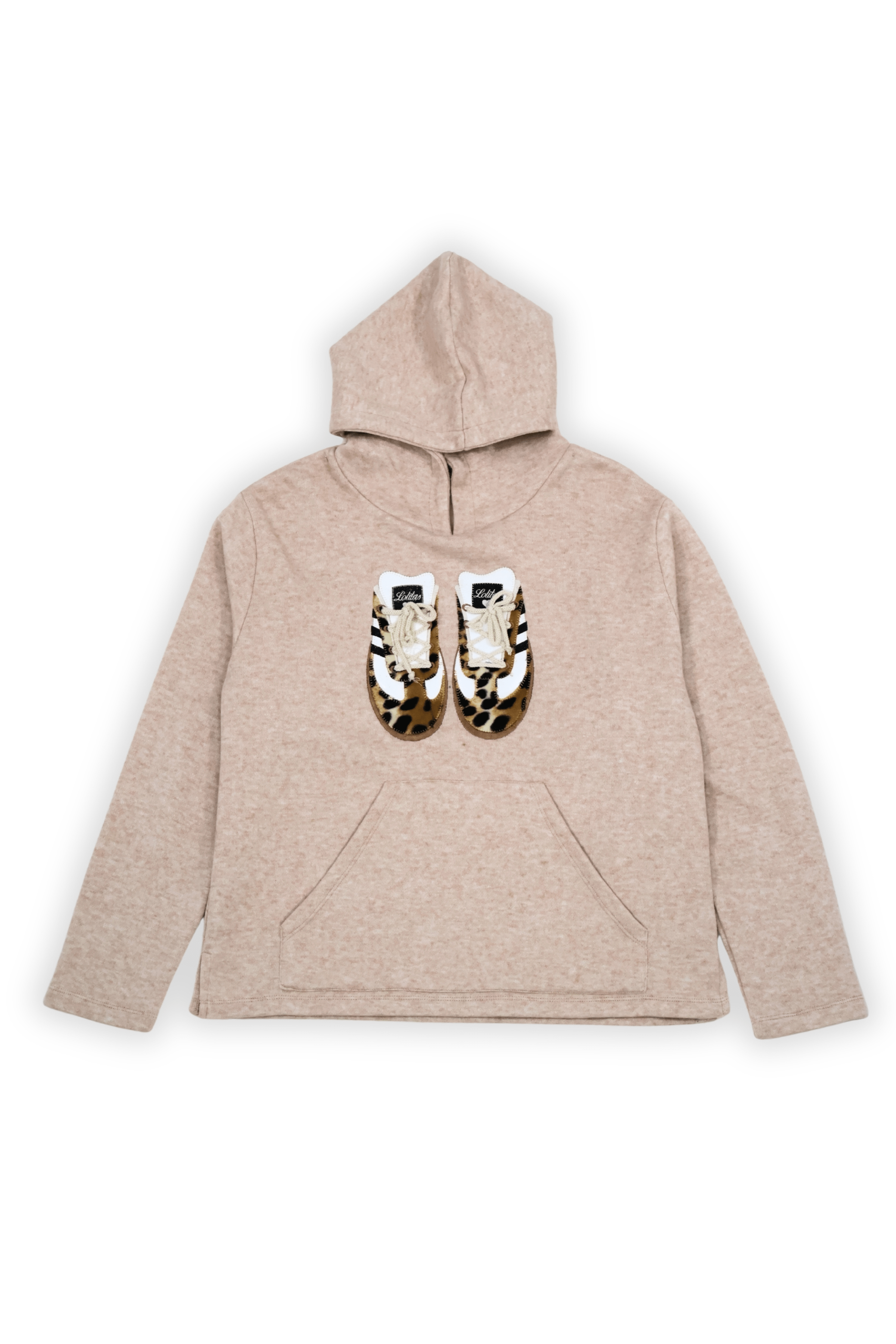 Sudadera de punto beig bordado zapatillas con capucha Lolitas&L - lolitasyl.com