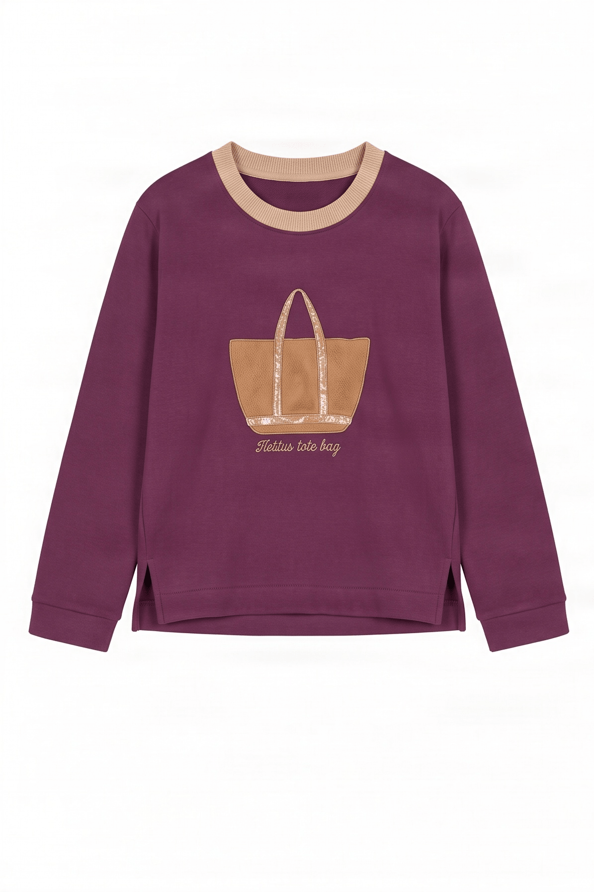Sudadera granate bordado bolsito antelina manga larga Lolitas&L - lolitasyl.com
