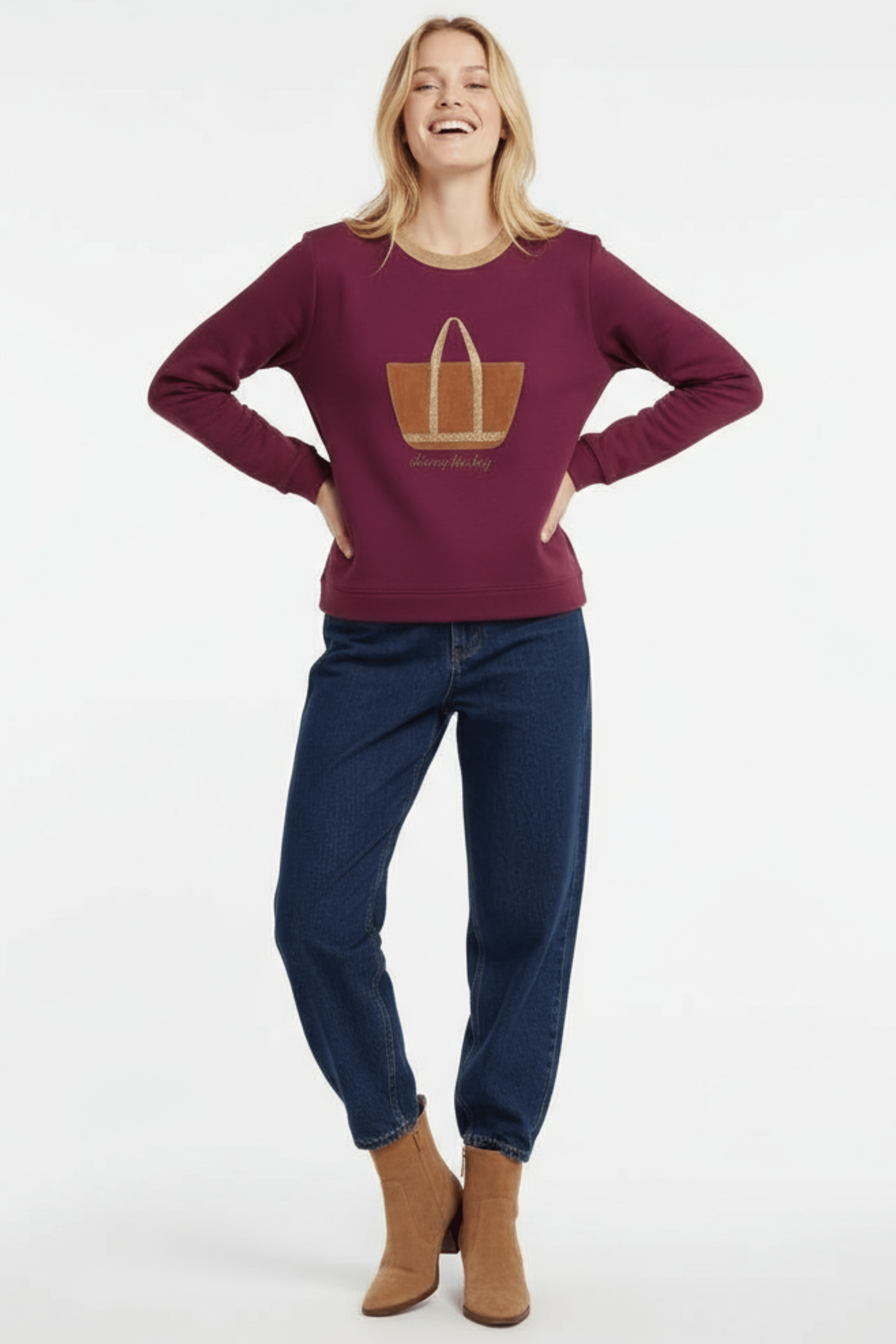 Sudadera granate bordado bolsito antelina manga larga Lolitas&L - lolitasyl.com