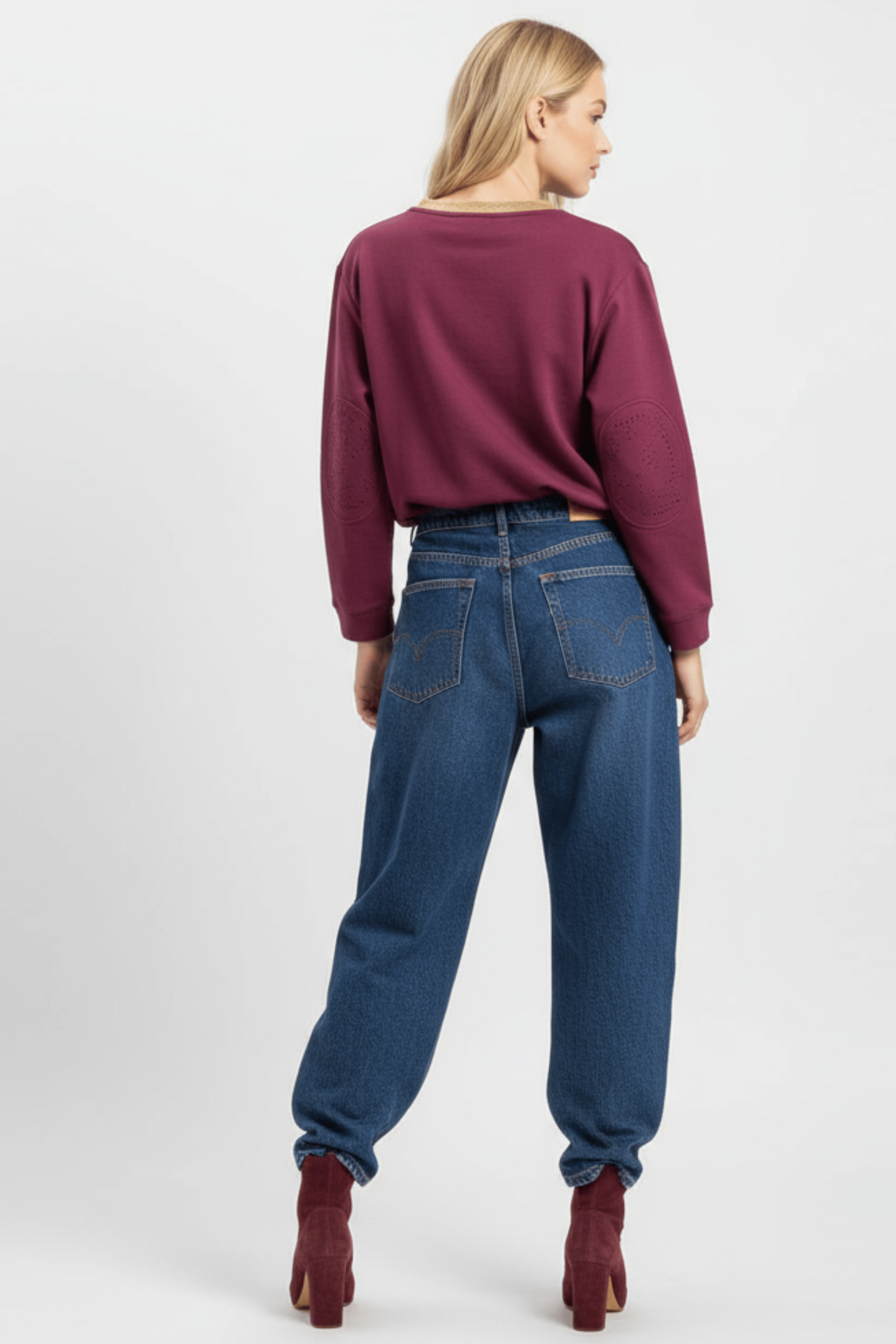 Sudadera granate con bolsillos strass y cuello lourex Lolitas&L - lolitasyl.com