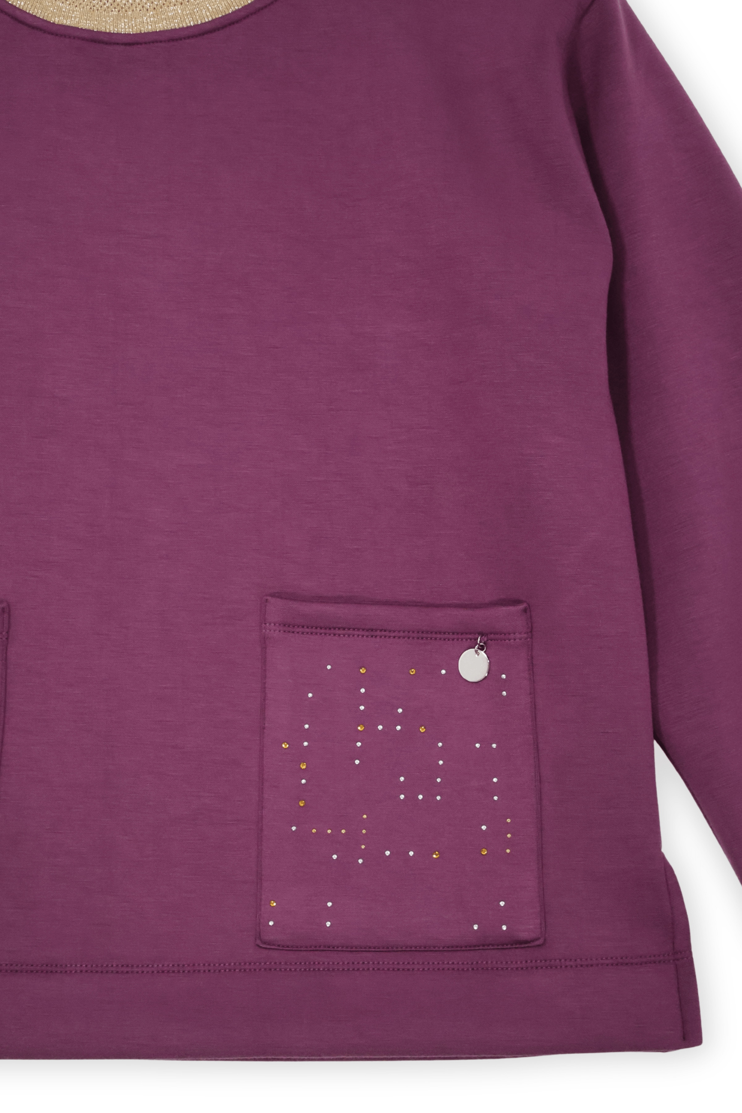 Sudadera granate con bolsillos strass y cuello lourex Lolitas&L - lolitasyl.com