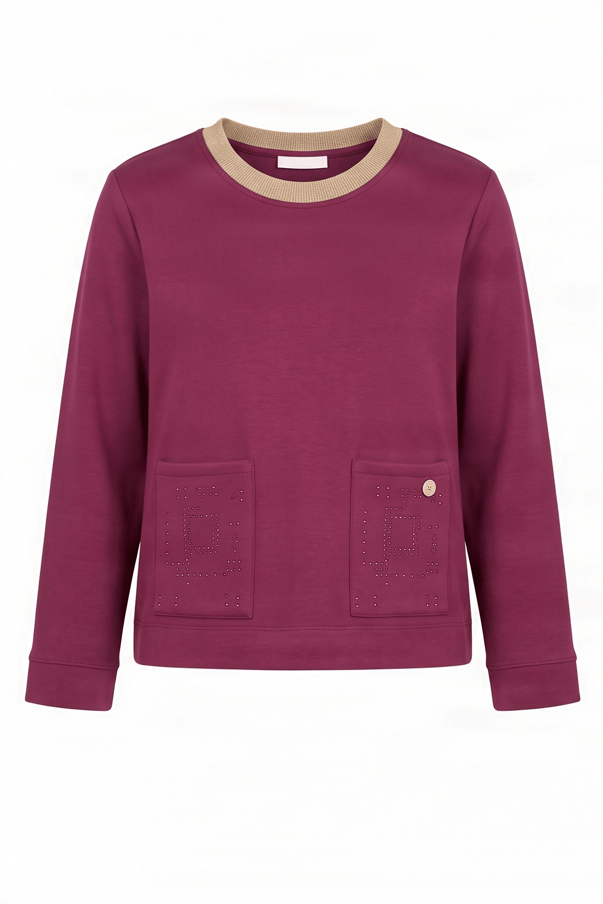 Sudadera granate con bolsillos strass y cuello lourex Lolitas&L - lolitasyl.com