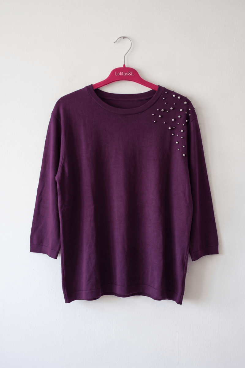 Sudadera Ligera Morada con Detalle de Apliques Preloved - lolitasyl.com