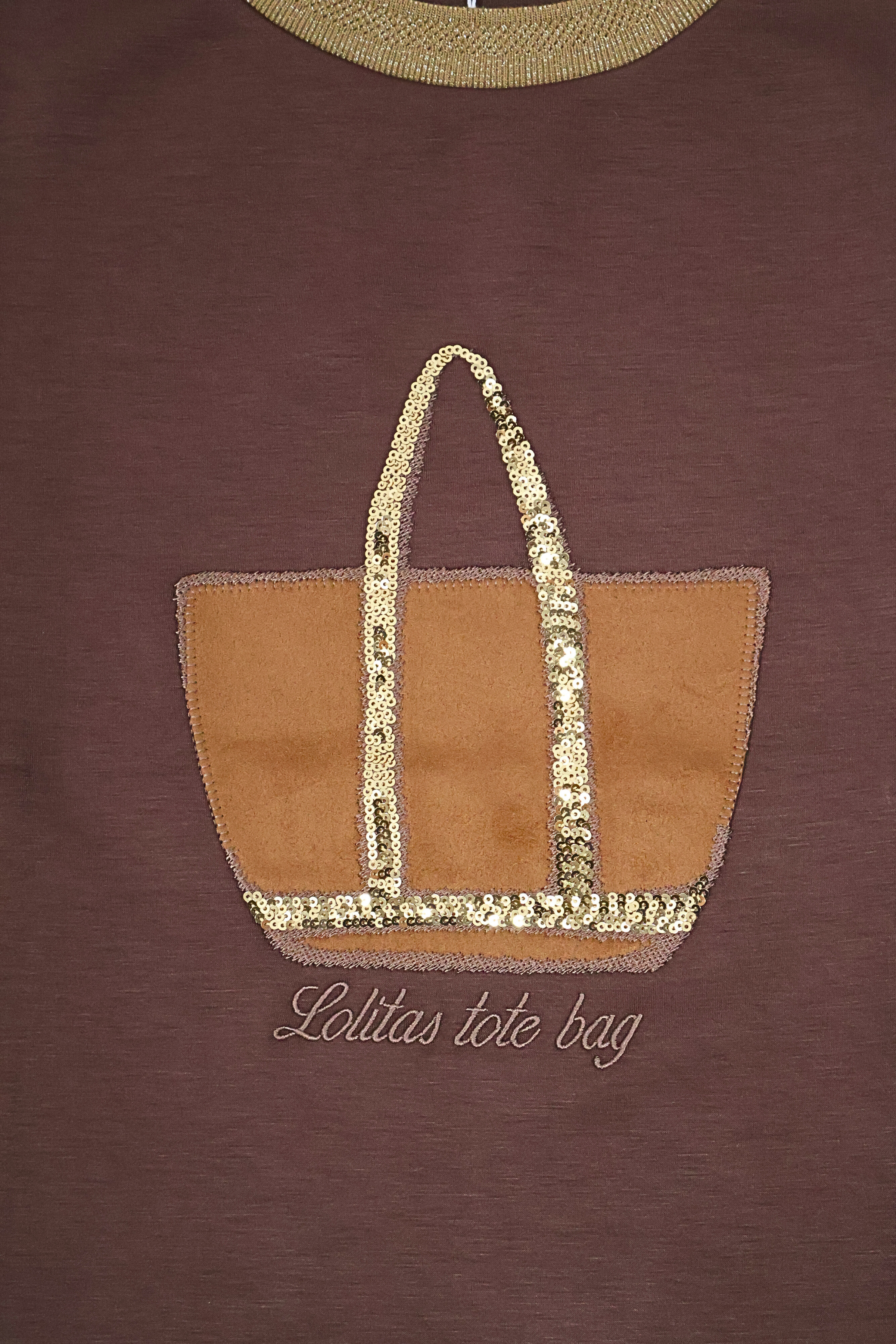 Sudadera marron bordado bolsito antelina manga larga Lolitas&L