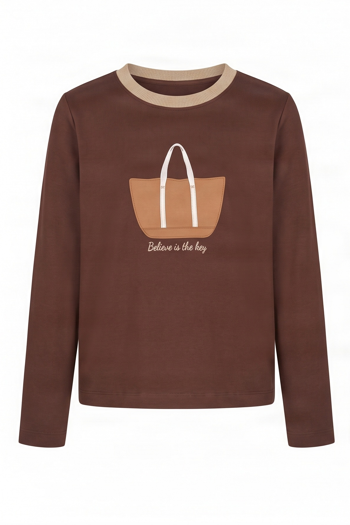 Sudadera marron bordado bolsito antelina manga larga Lolitas&L