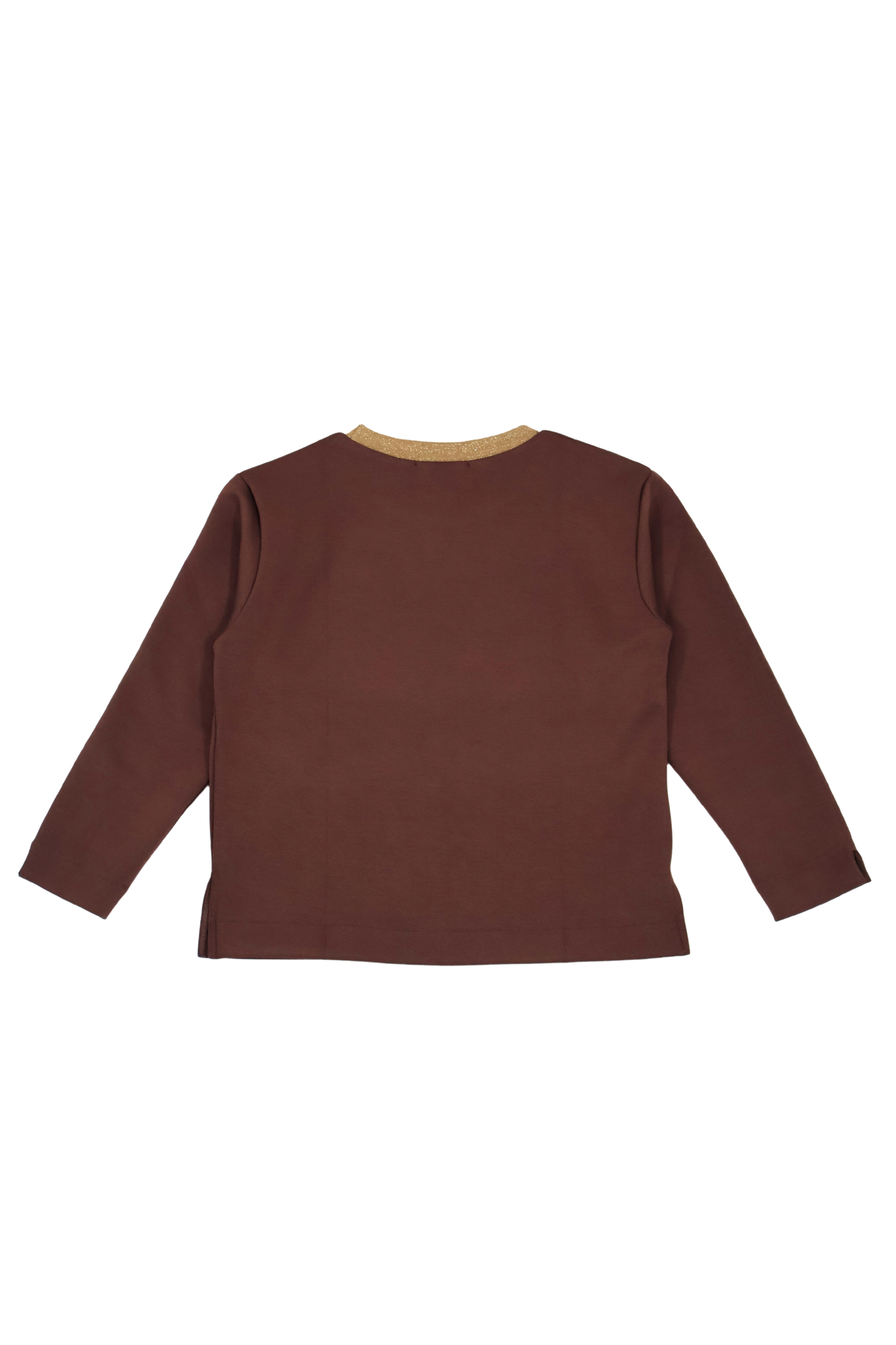 Sudadera marron bordado bolsito antelina manga larga Lolitas&L