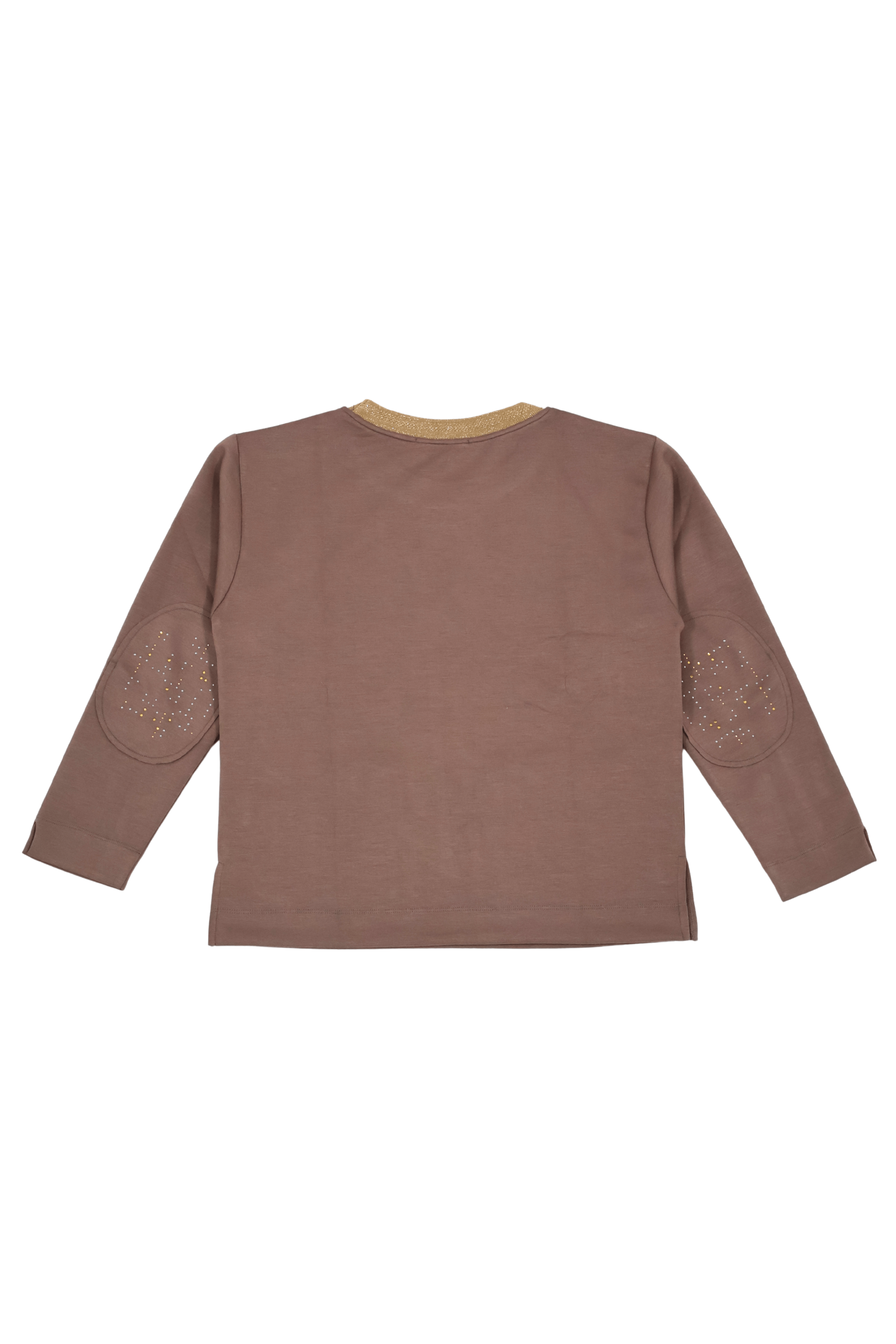 Sudadera marrón con bolsillos strass y cuello lourex Lolitas&L - lolitasyl.com