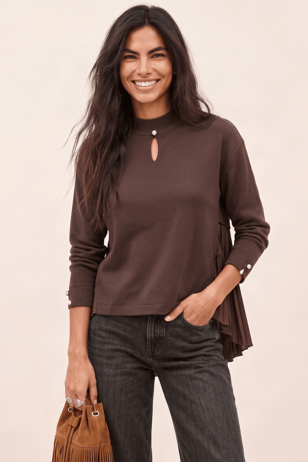 Sudadera Marrón Oscuro Scuba con Espalda Plisada Satinada – Lolitas&L - lolitasyl.com