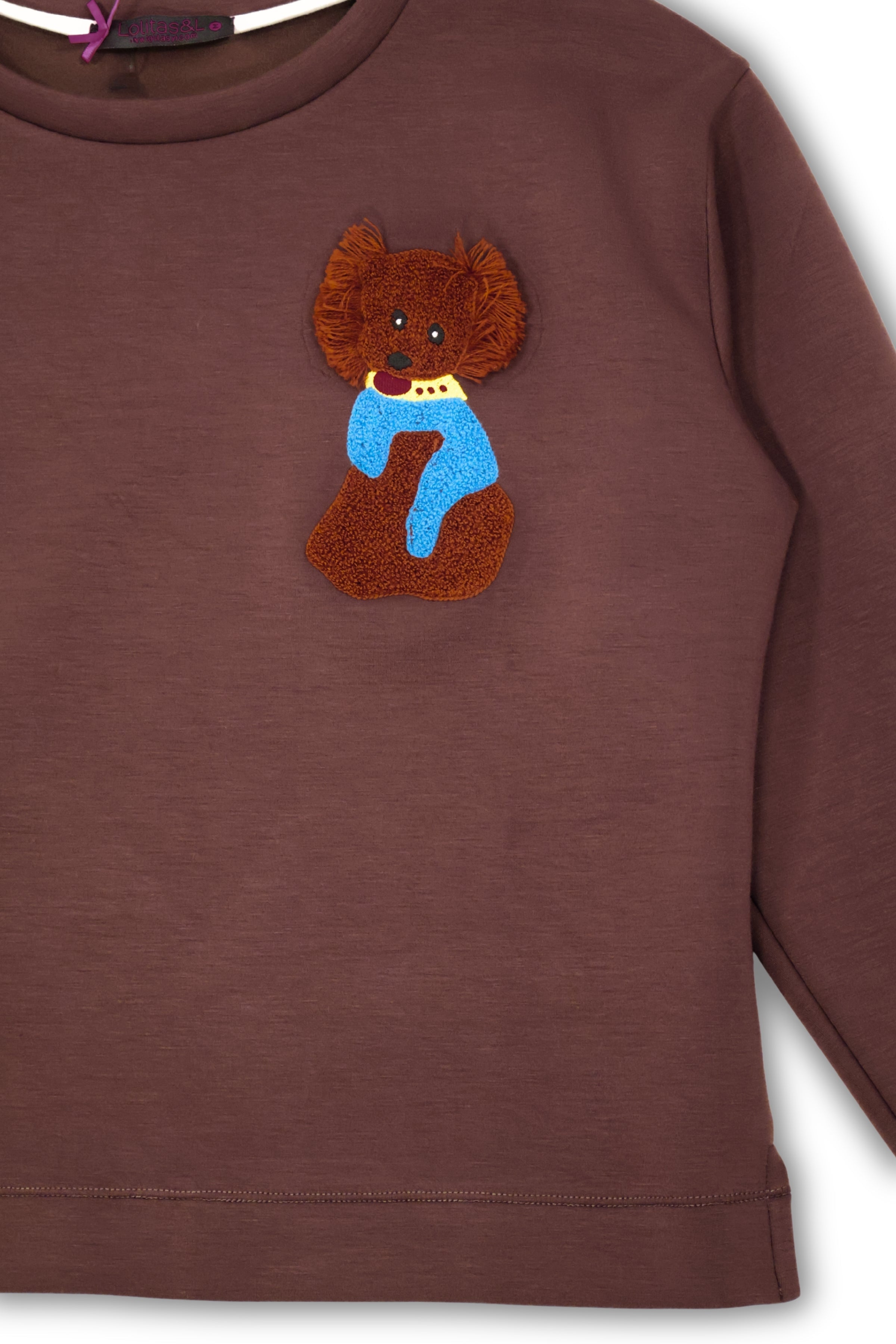 Sudadera marron osito bordado con faldon Lolitas&L - lolitasyl.com