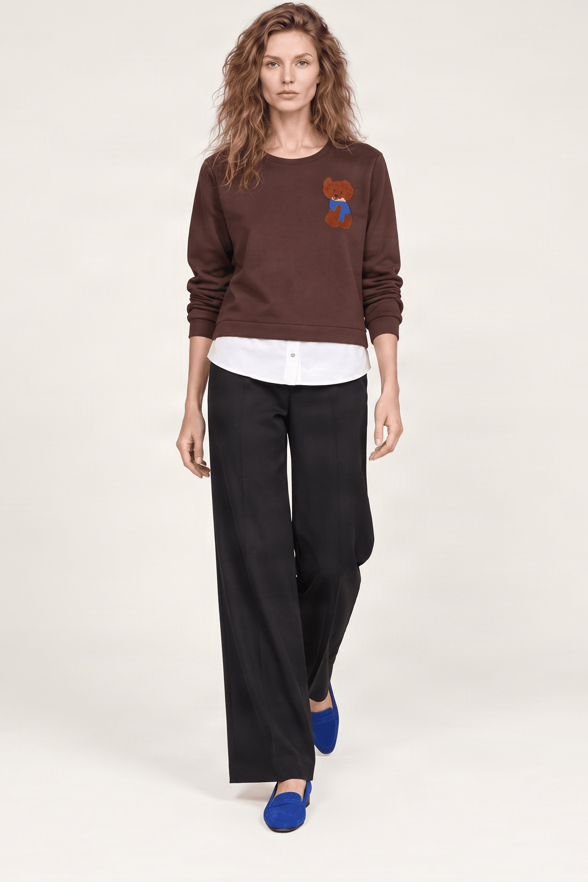 Sudadera marron osito bordado con faldon Lolitas&L - lolitasyl.com