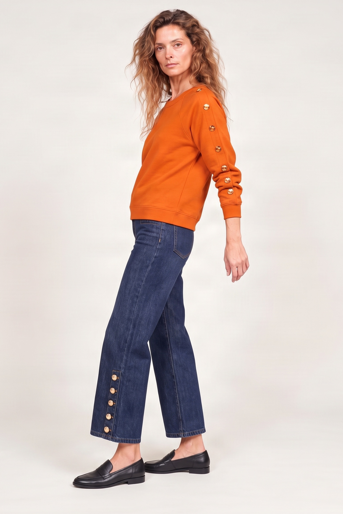 Sudadera naranja raglan detalle aro dorado Lolitas&L