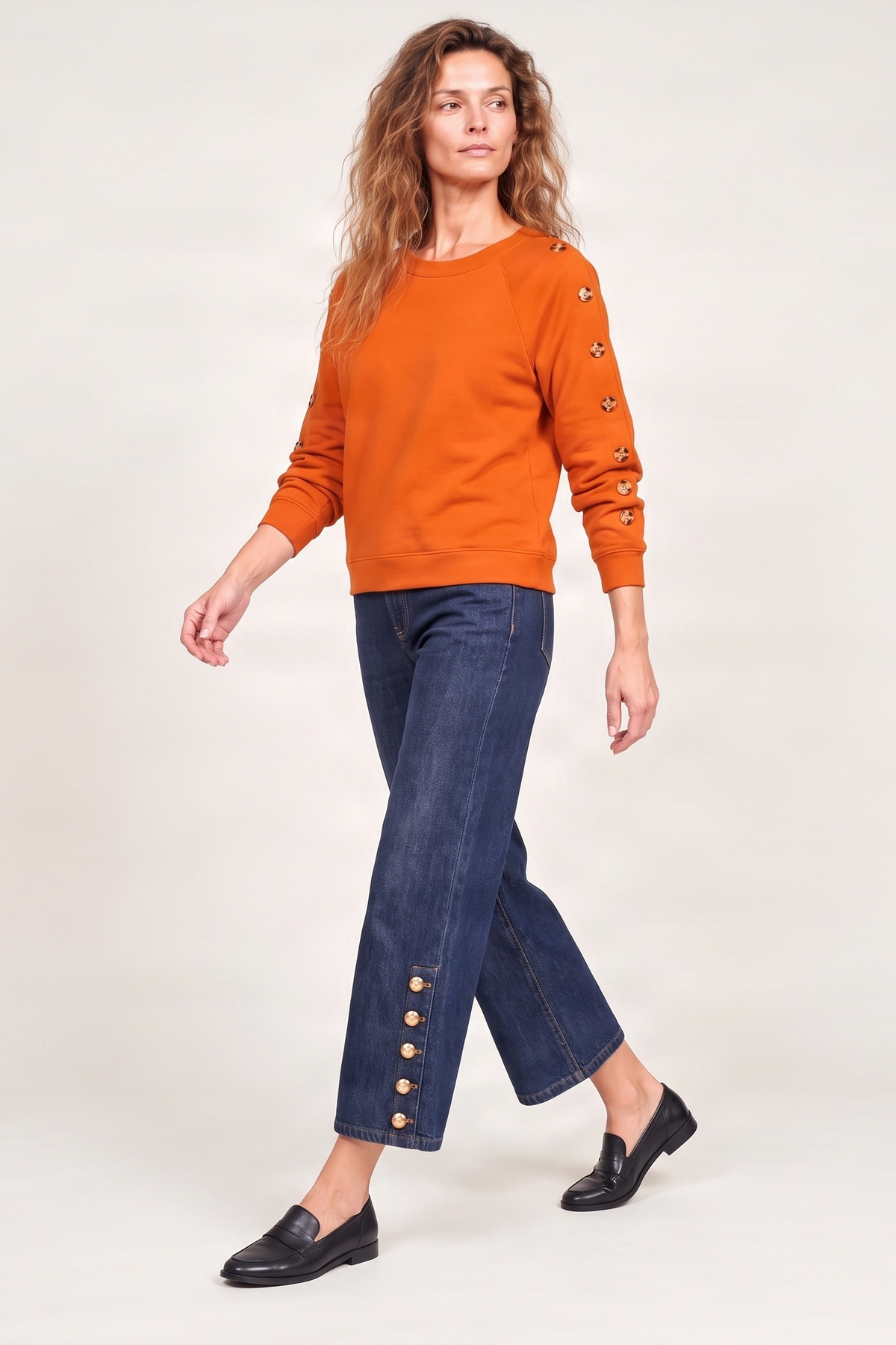 Sudadera naranja raglan detalle aro dorado Lolitas&L