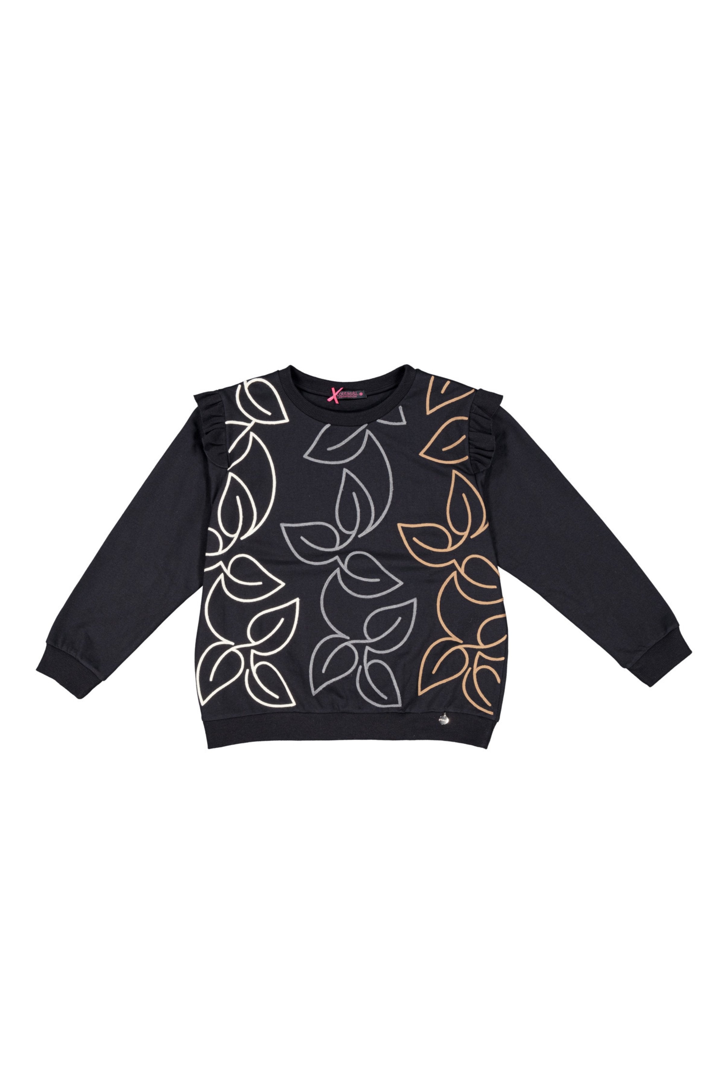 Sudadera negra con bordado relieve multicolor hojas Lolitas&L - lolitasyl.com