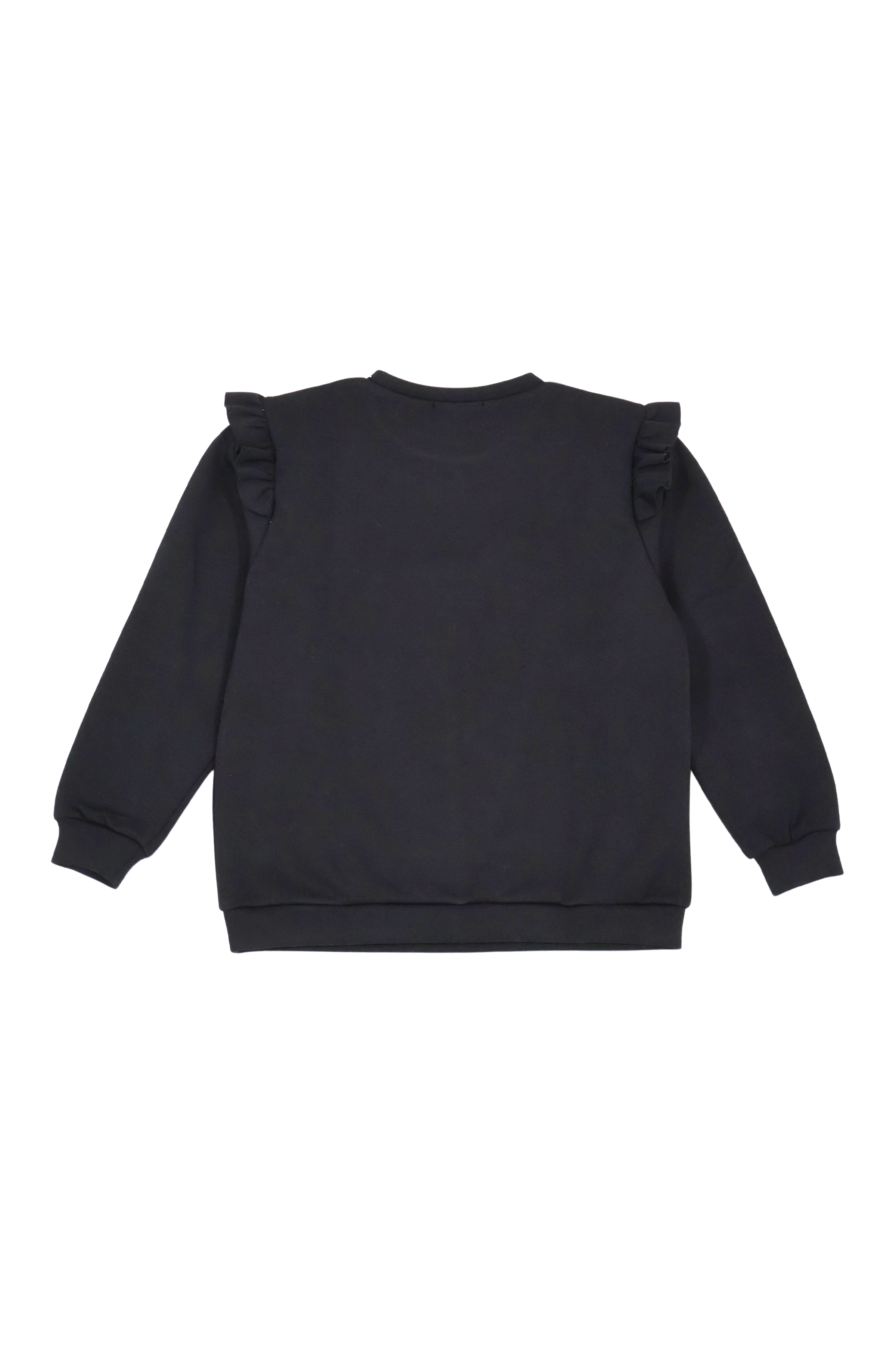 Sudadera negra perrito bordado con volantes Lolitas&L - lolitasyl.com