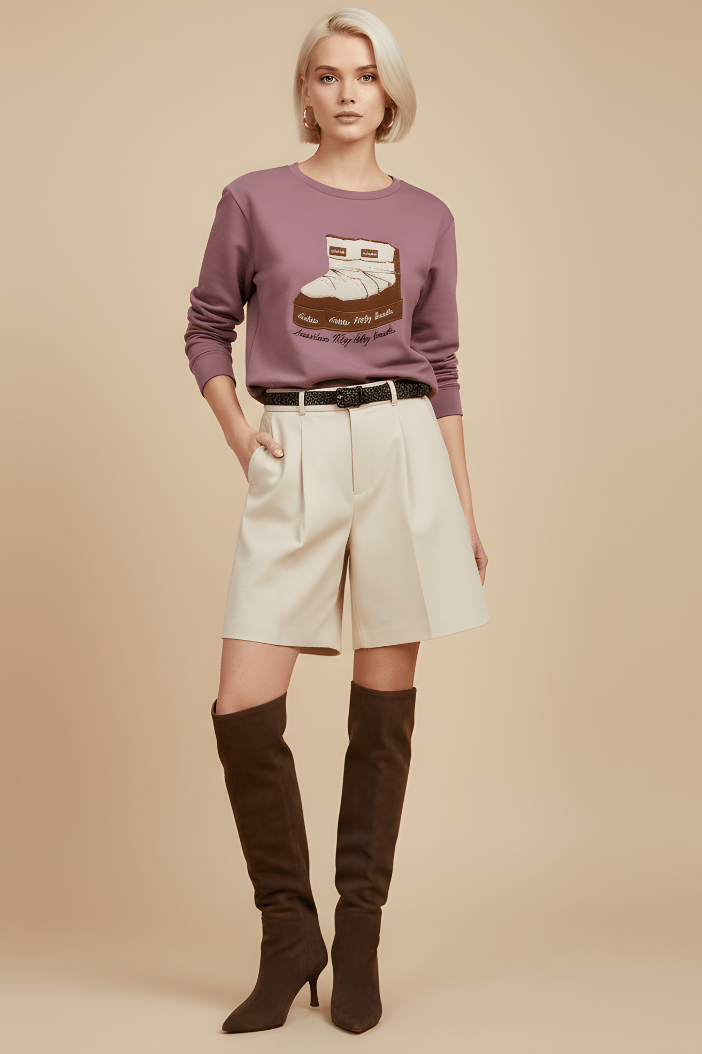 Sudadera rosa bordado botas de nieve Lolitas&L - lolitasyl.com