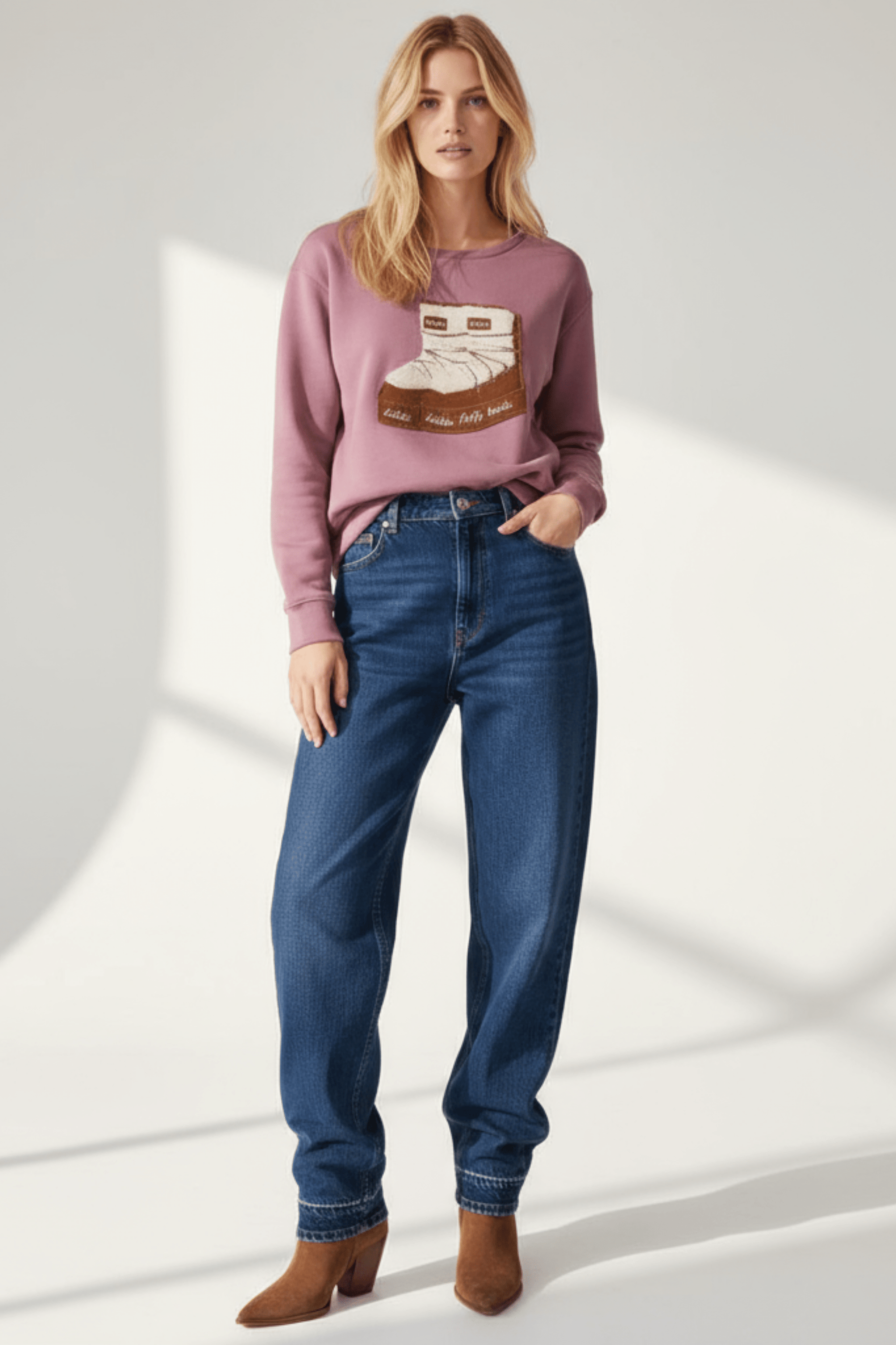 Sudadera rosa bordado botas de nieve Lolitas&L - lolitasyl.com