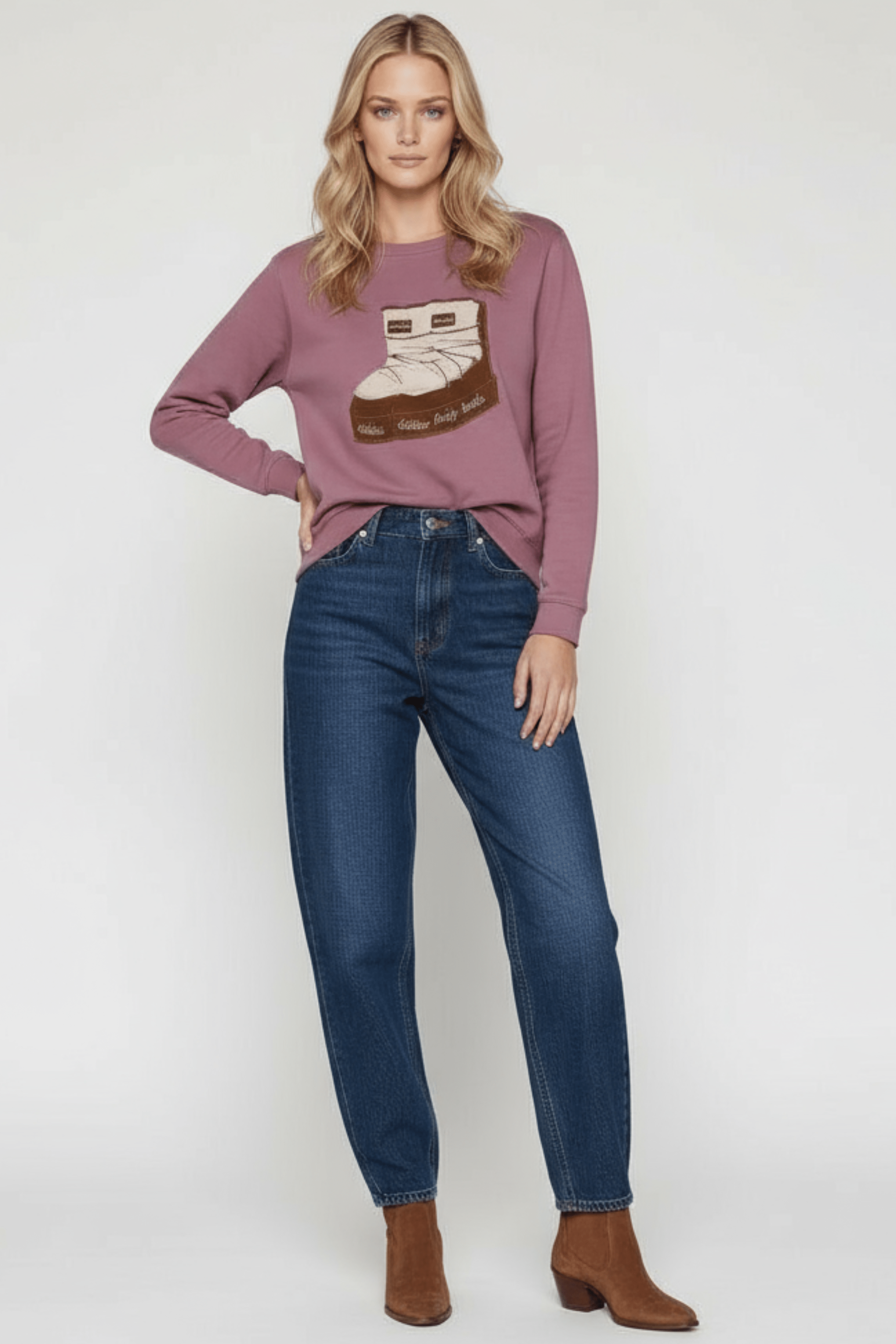 Sudadera rosa bordado botas de nieve Lolitas&L - lolitasyl.com