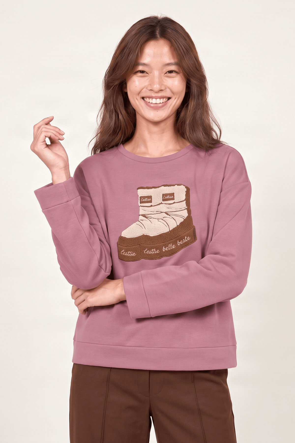 Sudadera rosa bordado botas de nieve Lolitas&L - lolitasyl.com
