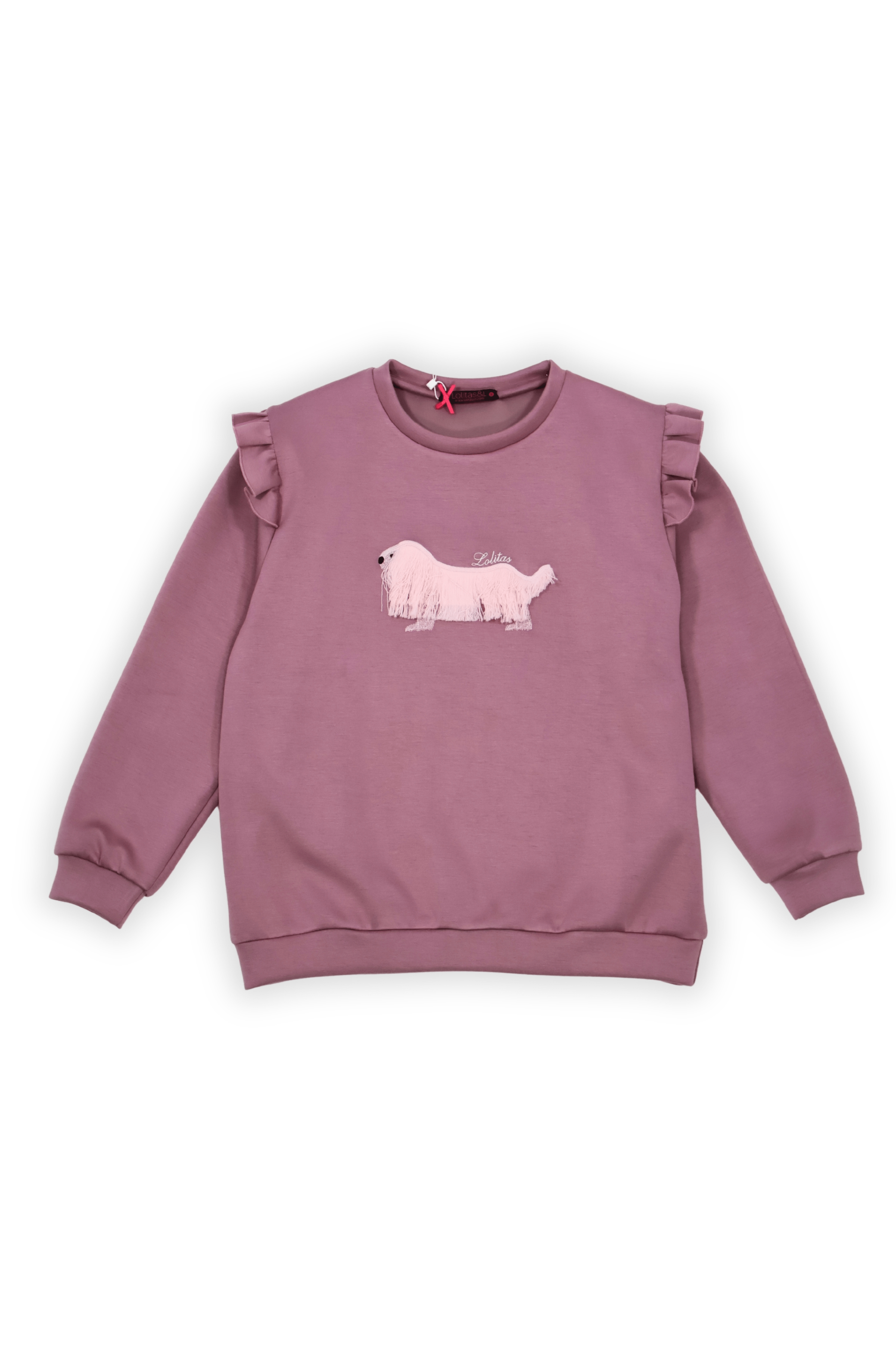 Sudadera rosa perrito bordado con volantes Lolitas&L - lolitasyl.com