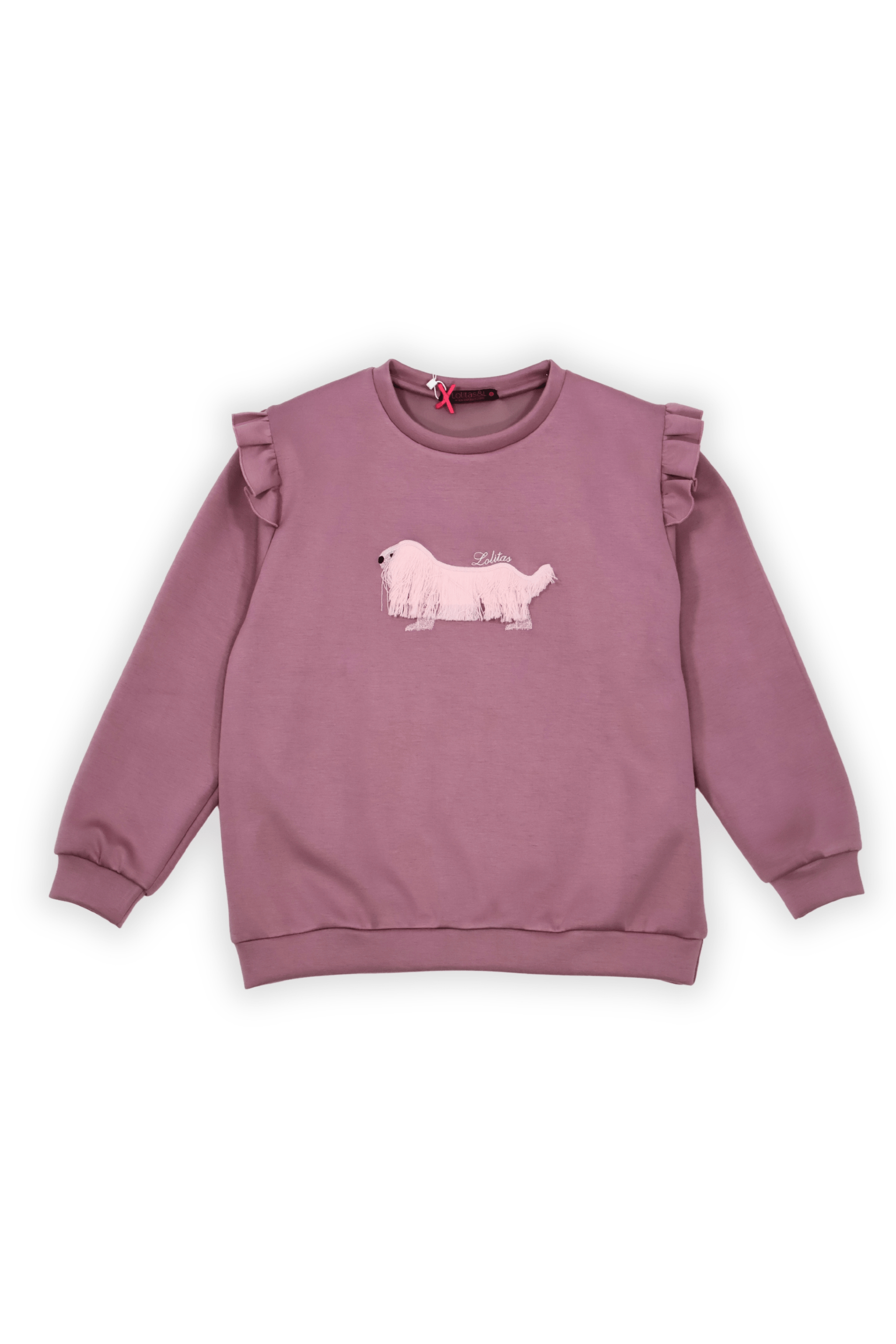 Sudadera rosa perrito bordado con volantes Lolitas&L - lolitasyl.com