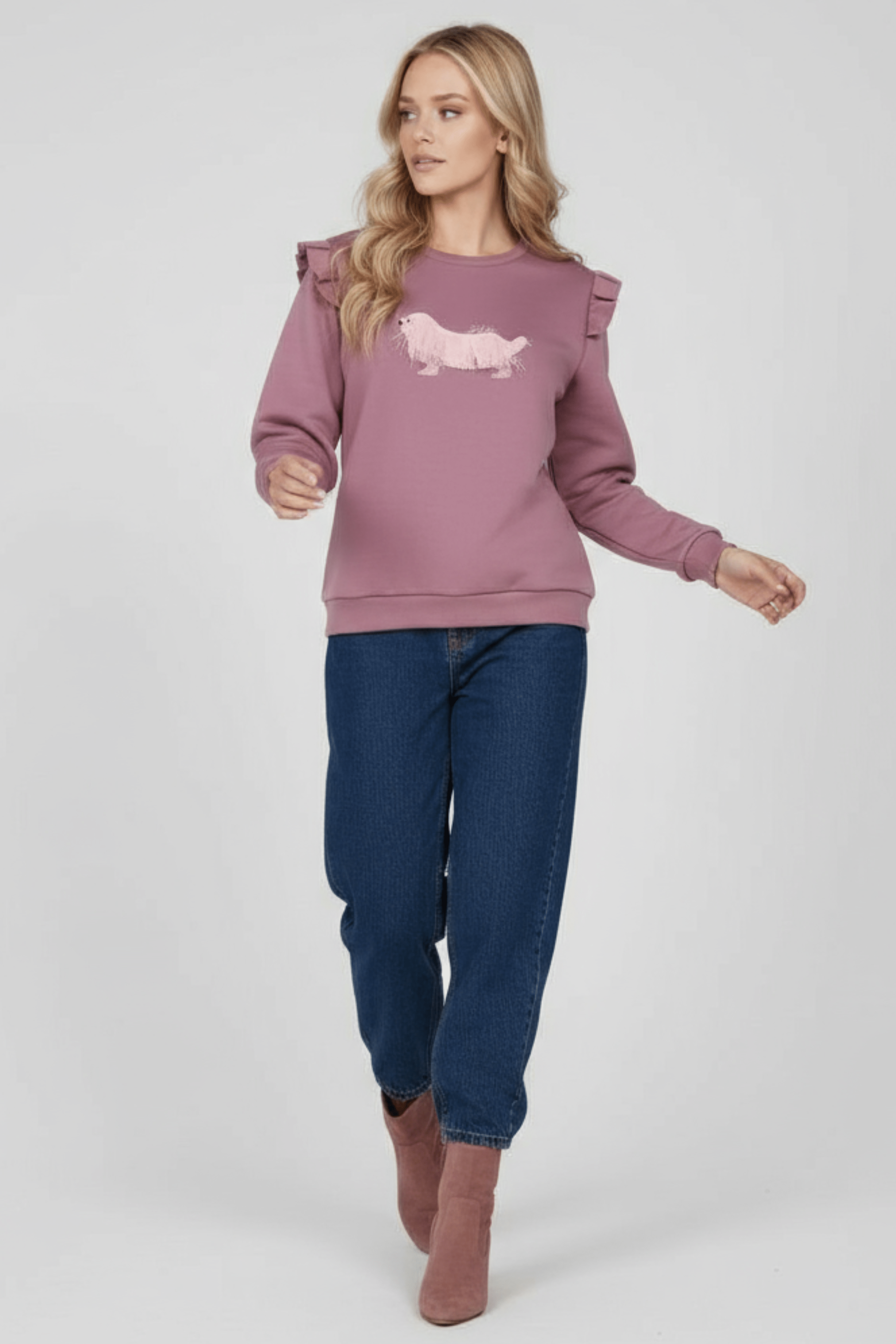 Sudadera rosa perrito bordado con volantes Lolitas&L - lolitasyl.com