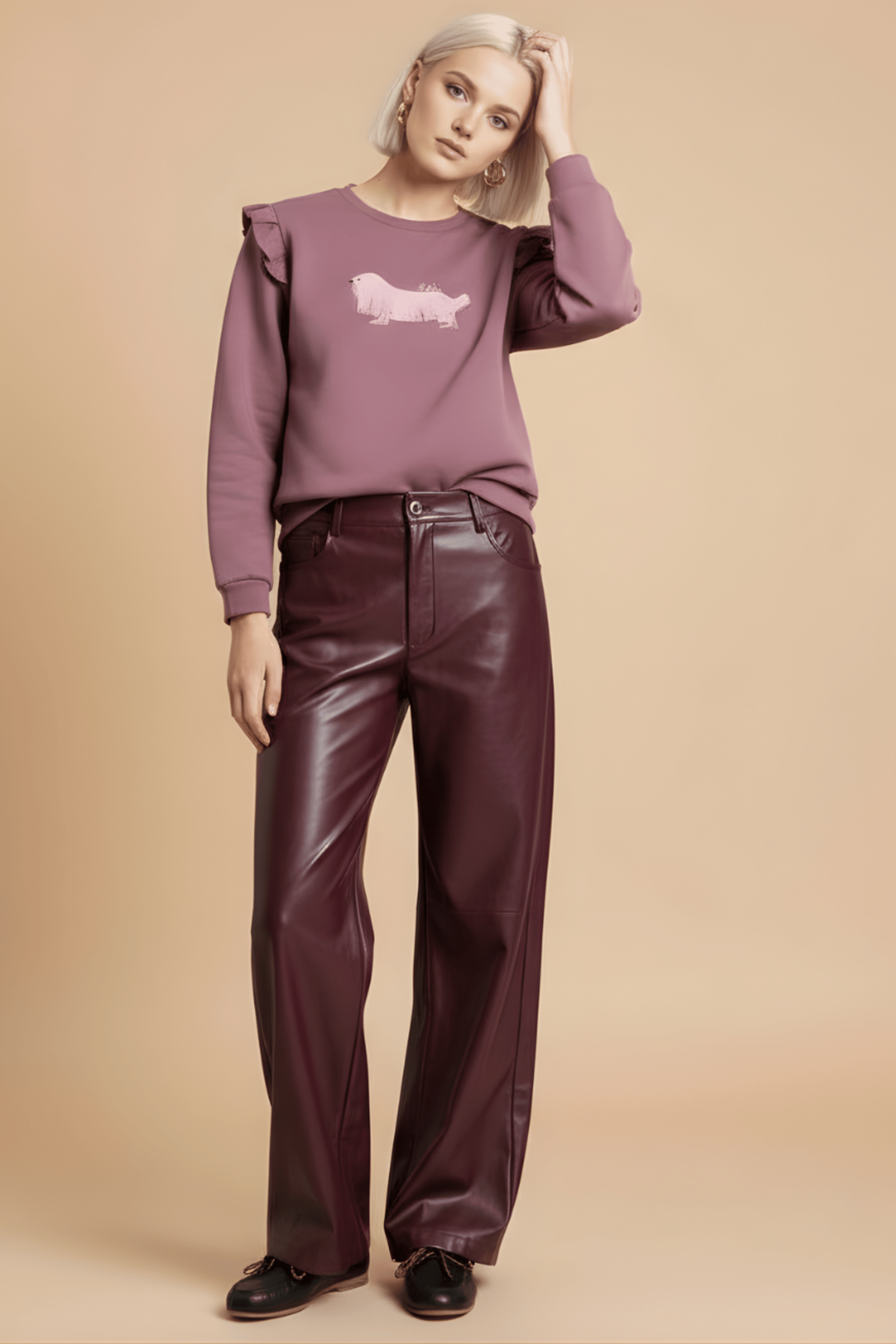 Sudadera rosa perrito bordado con volantes Lolitas&L - lolitasyl.com