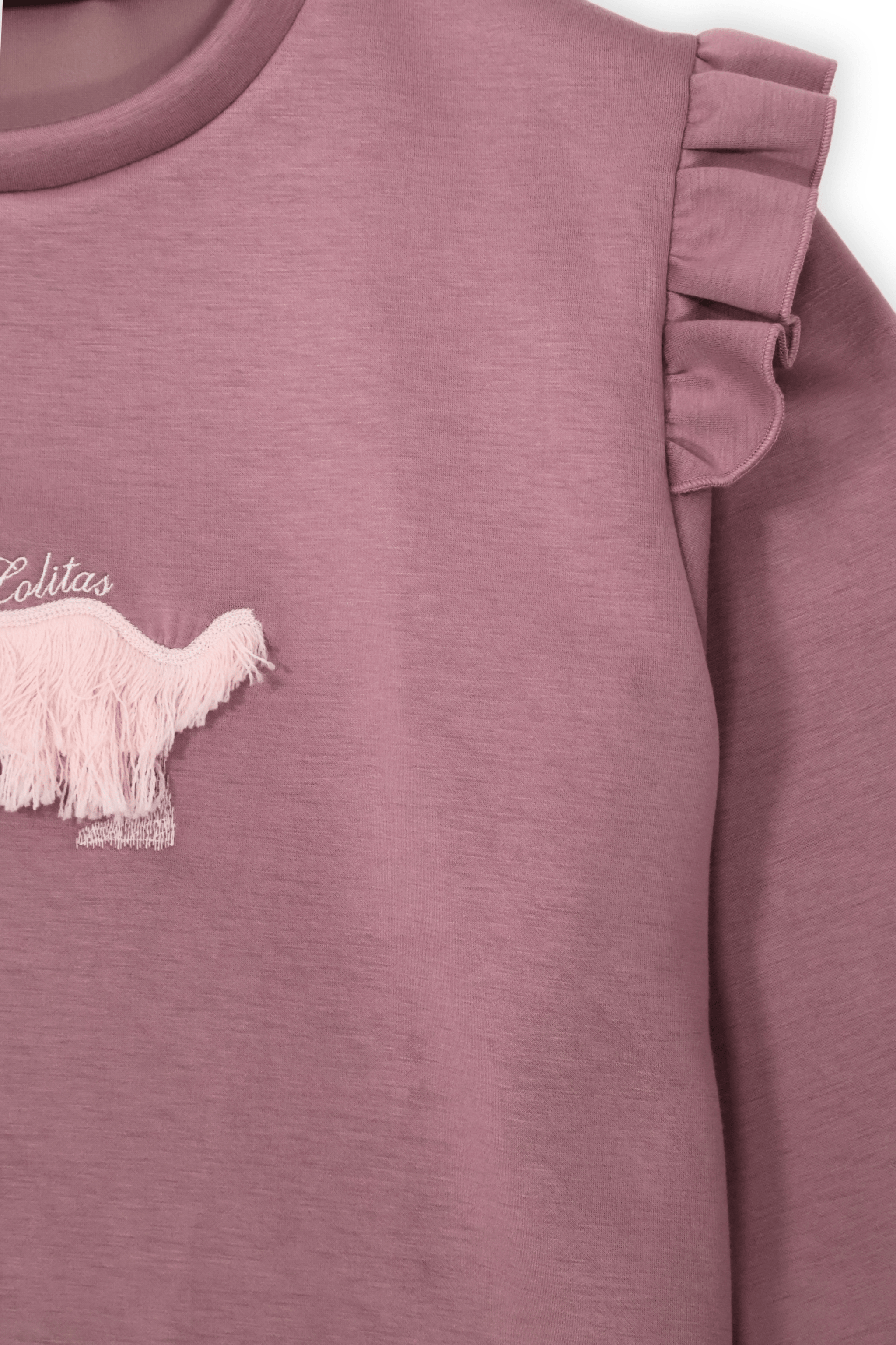 Sudadera rosa perrito bordado con volantes Lolitas&L - lolitasyl.com