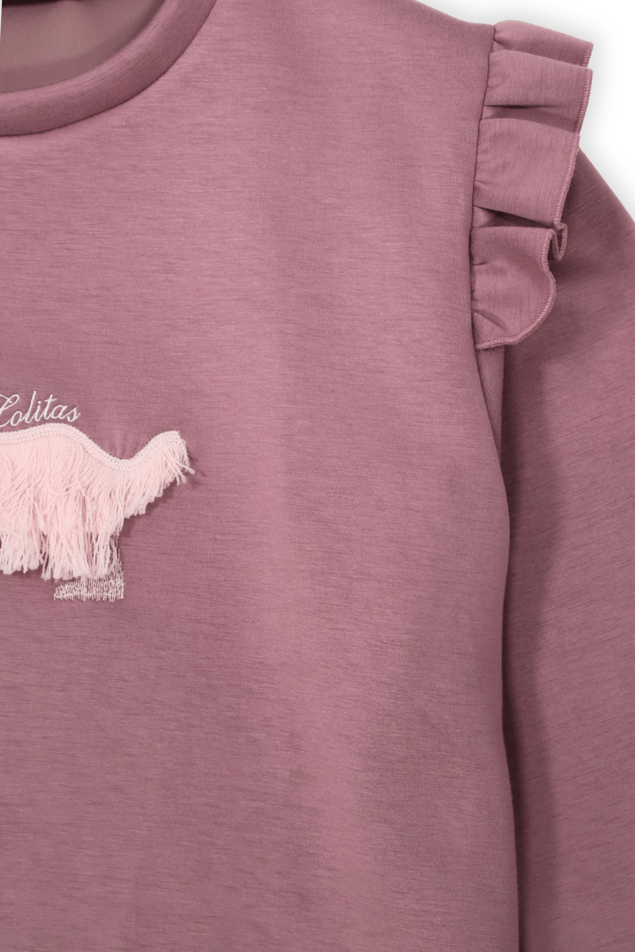 Sudadera rosa perrito bordado con volantes Lolitas&L - lolitasyl.com