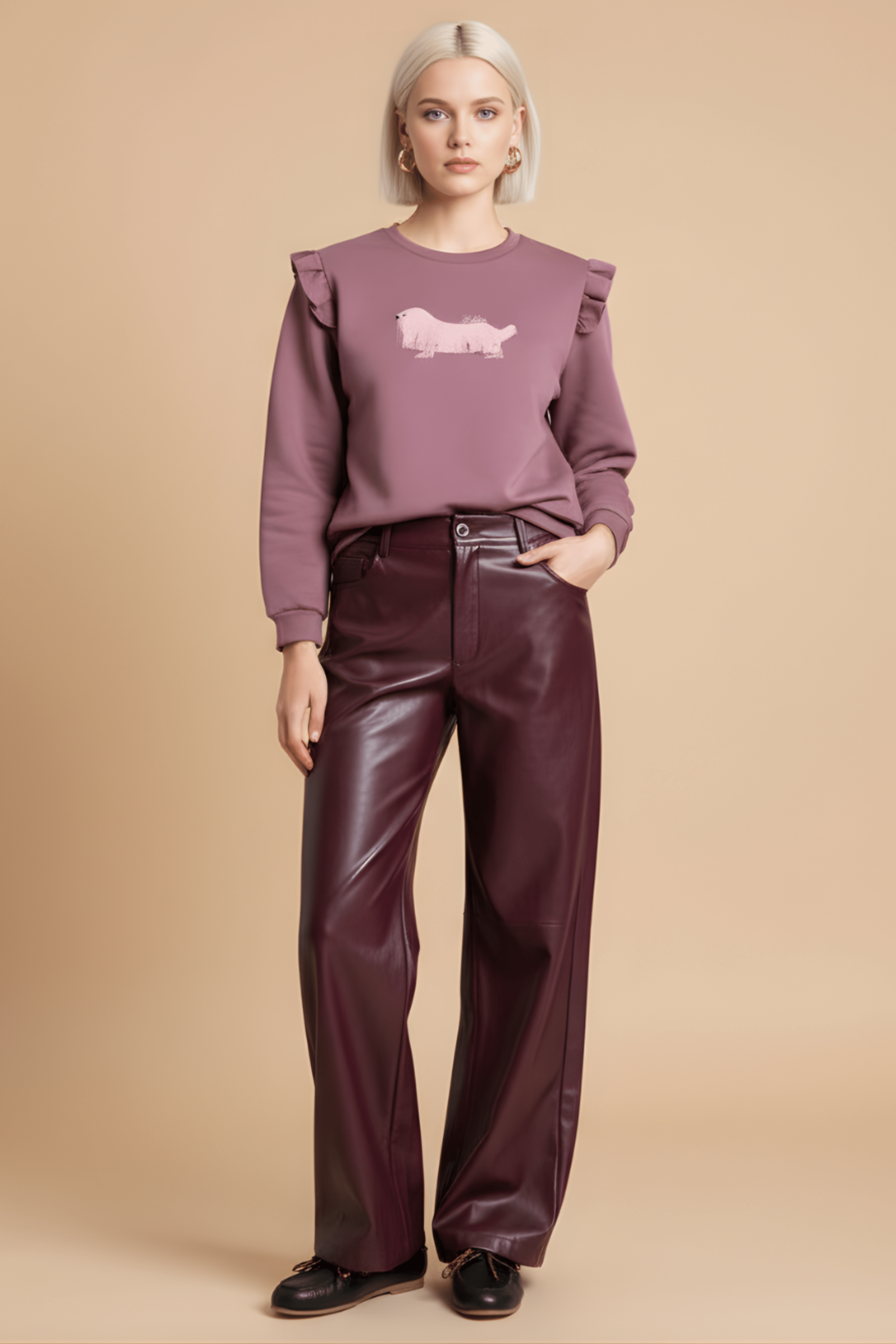 Sudadera rosa perrito bordado con volantes Lolitas&L - lolitasyl.com